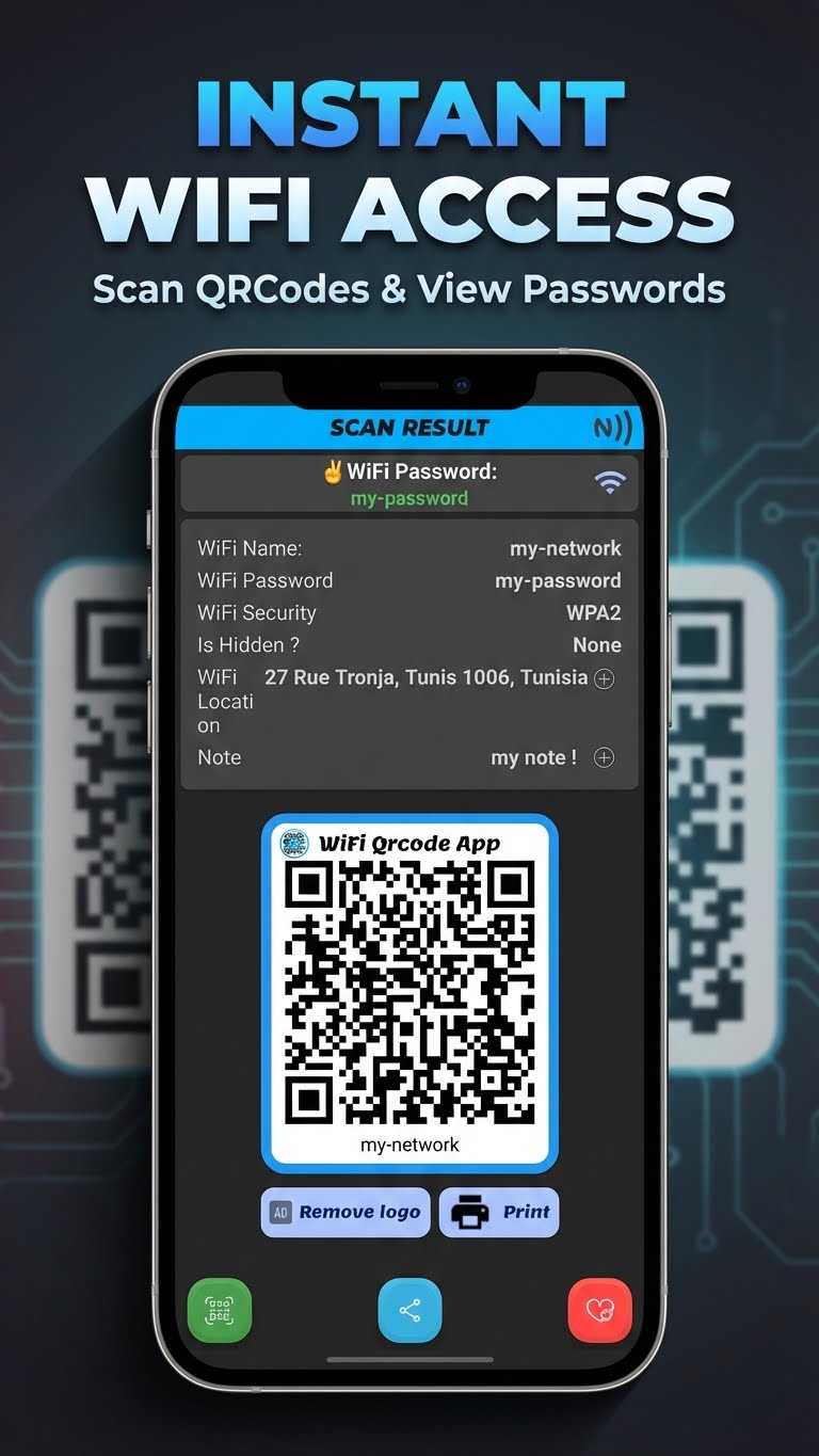 اسکرین شات 2 برنامه WiFi QrCode Password scanner