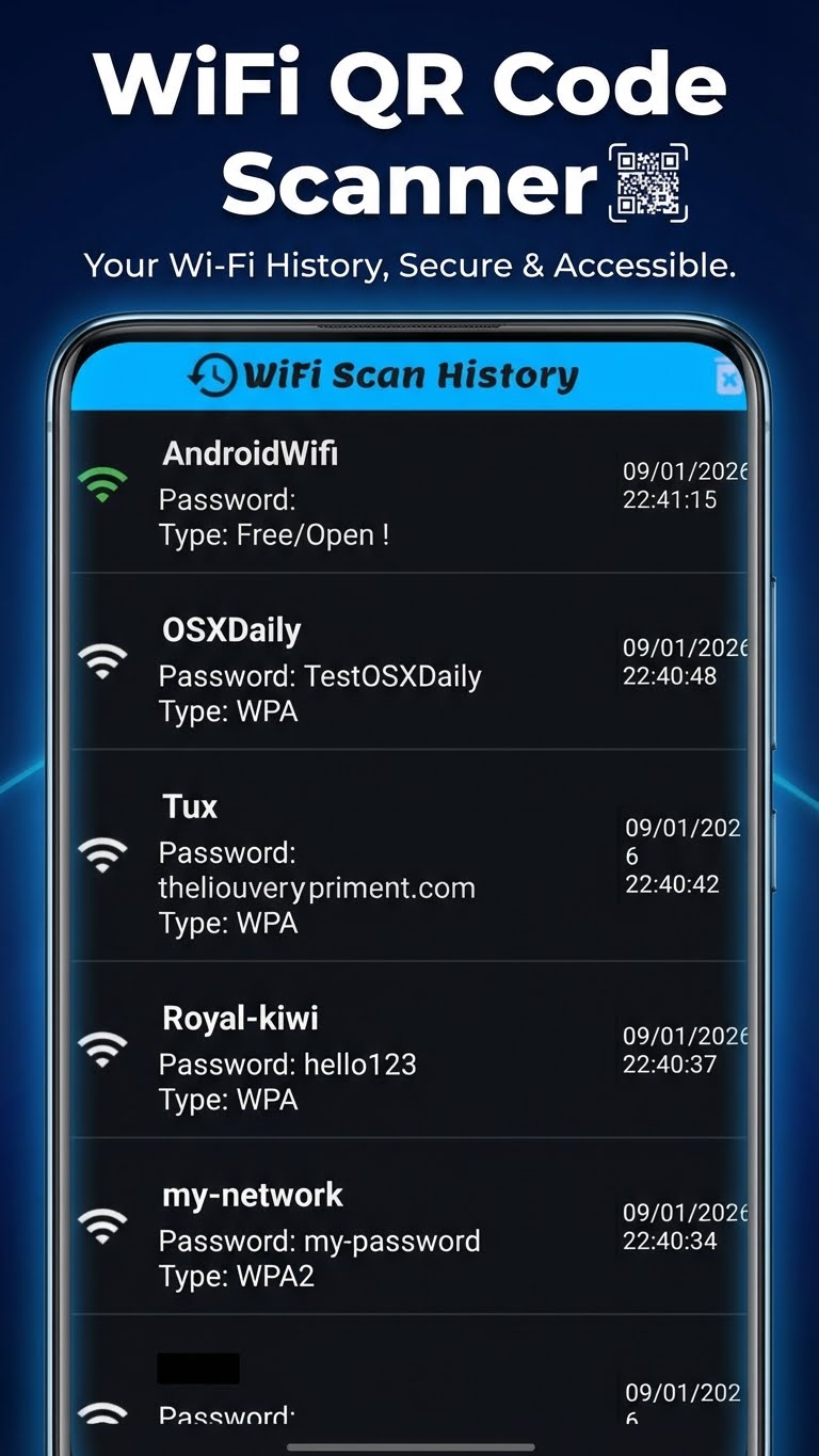 اسکرین شات 5 برنامه WiFi QrCode Password scanner