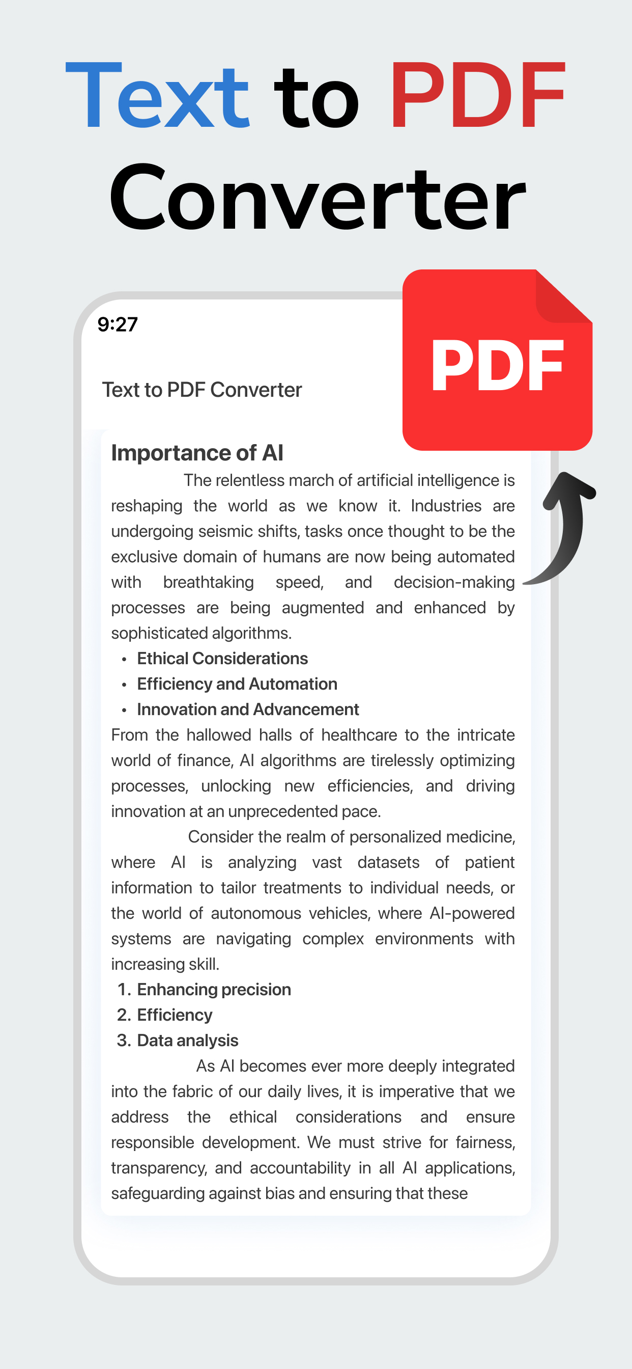 اسکرین شات 1 برنامه Text to PDF Converter