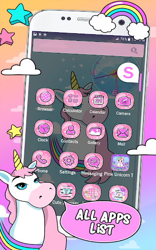 اسکرین شات 6 برنامه Pink Unicorn Theme Launcher
