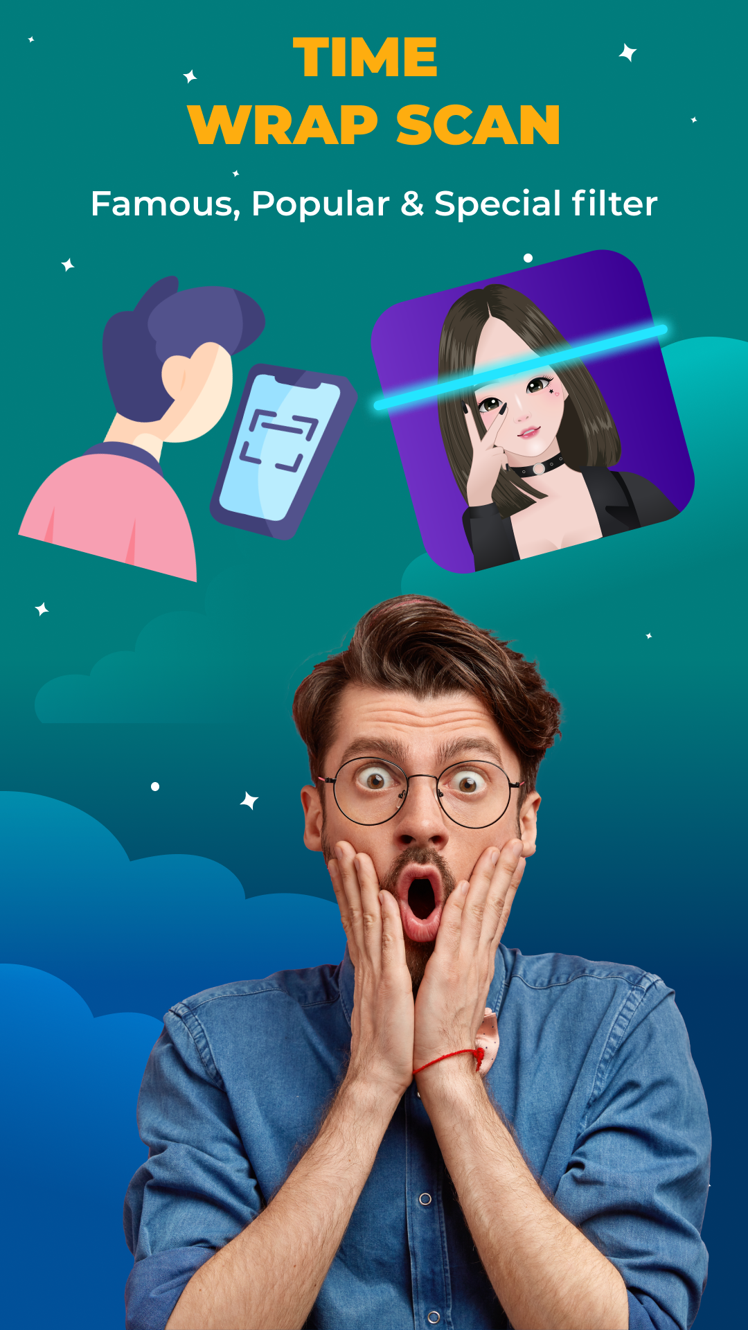 اسکرین شات 1 برنامه Time Warp Scan Cam&Face Filter