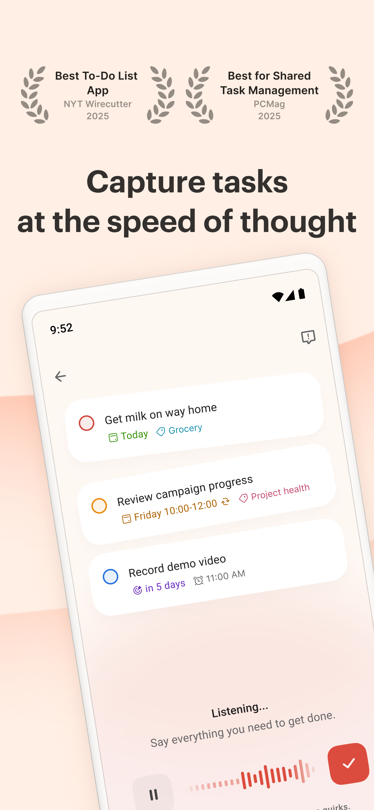 اسکرین شات 1 برنامه Todoist: To Do List & Calendar