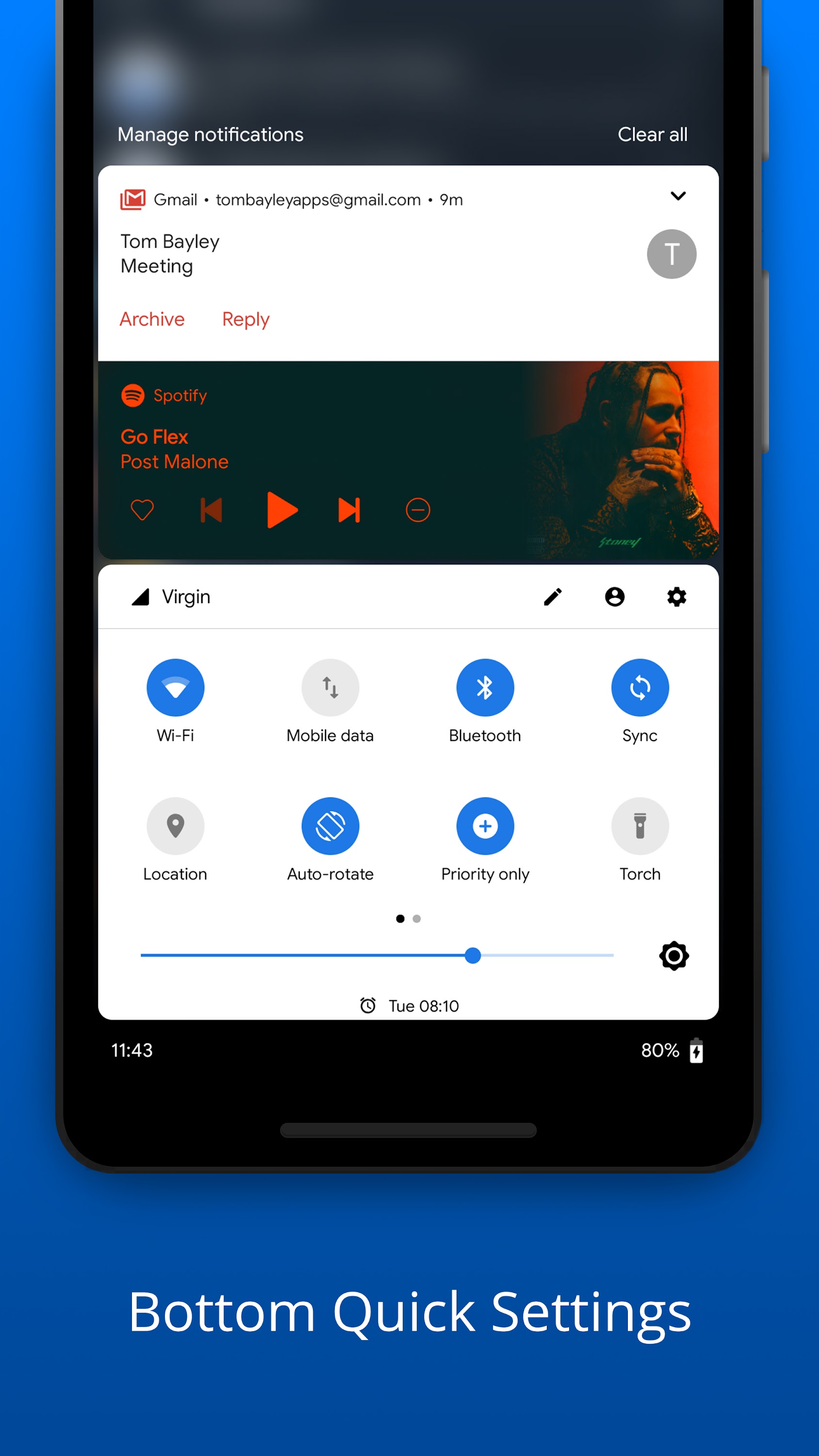 اسکرین شات 1 برنامه Bottom Quick Settings