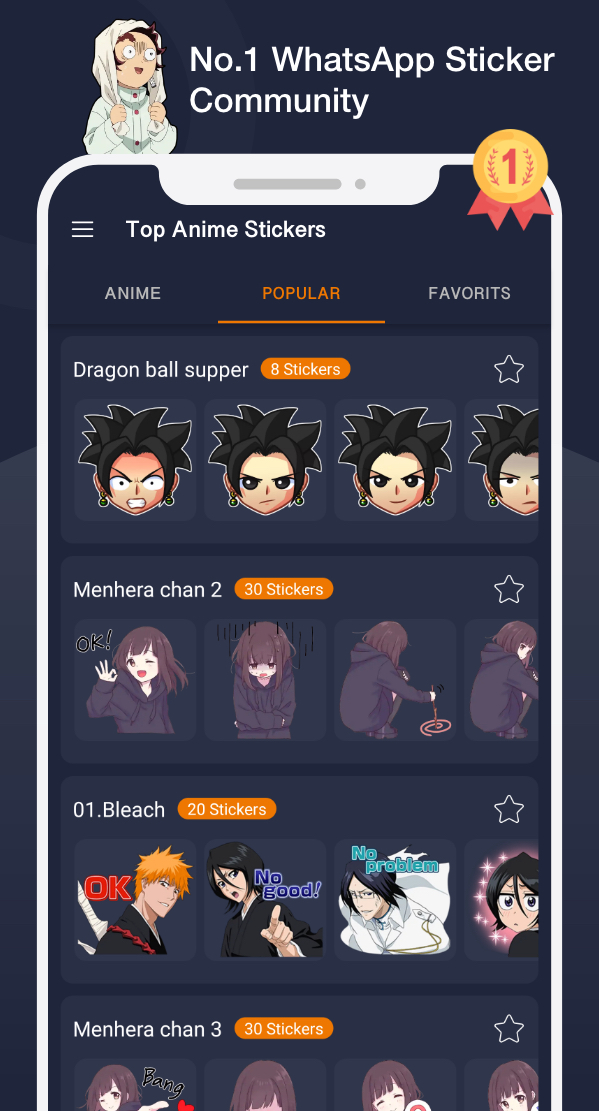اسکرین شات 4 برنامه Anime Stickers for Whatsapp