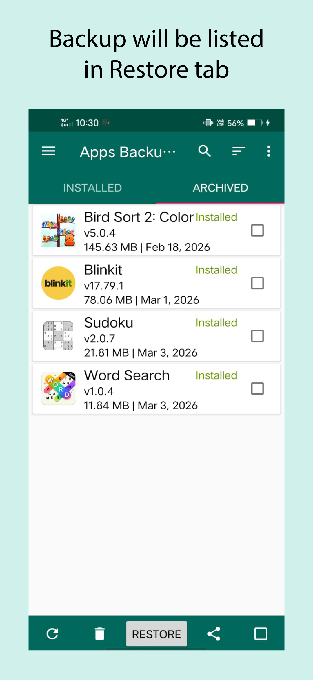 اسکرین شات 3 برنامه Apps Backup and Restore