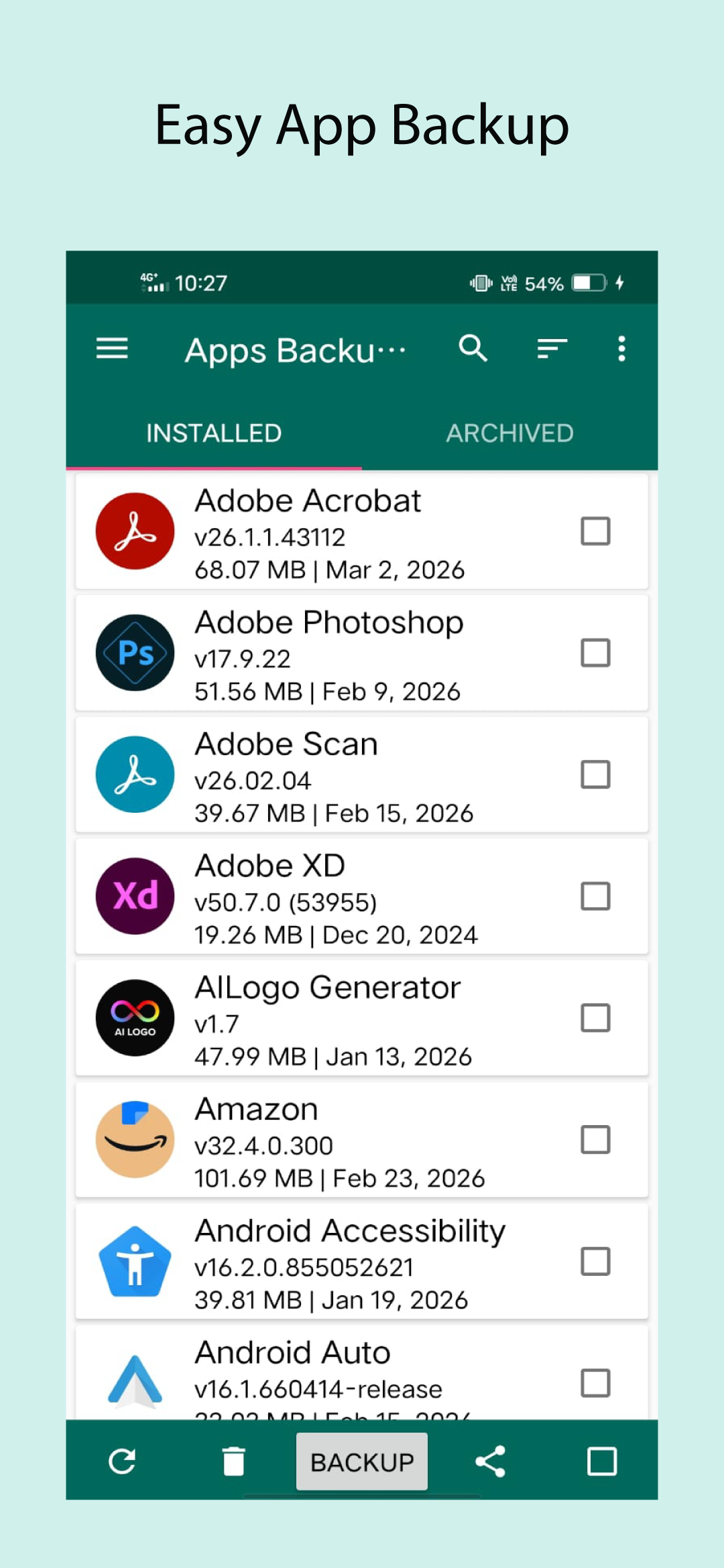 اسکرین شات 1 برنامه Apps Backup and Restore