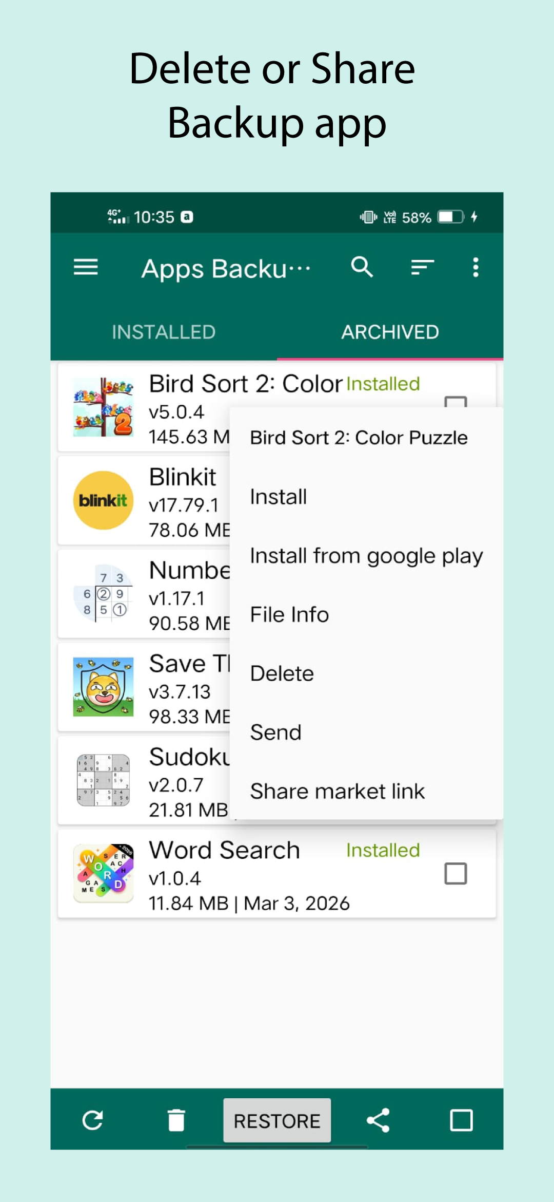 اسکرین شات 6 برنامه Apps Backup and Restore