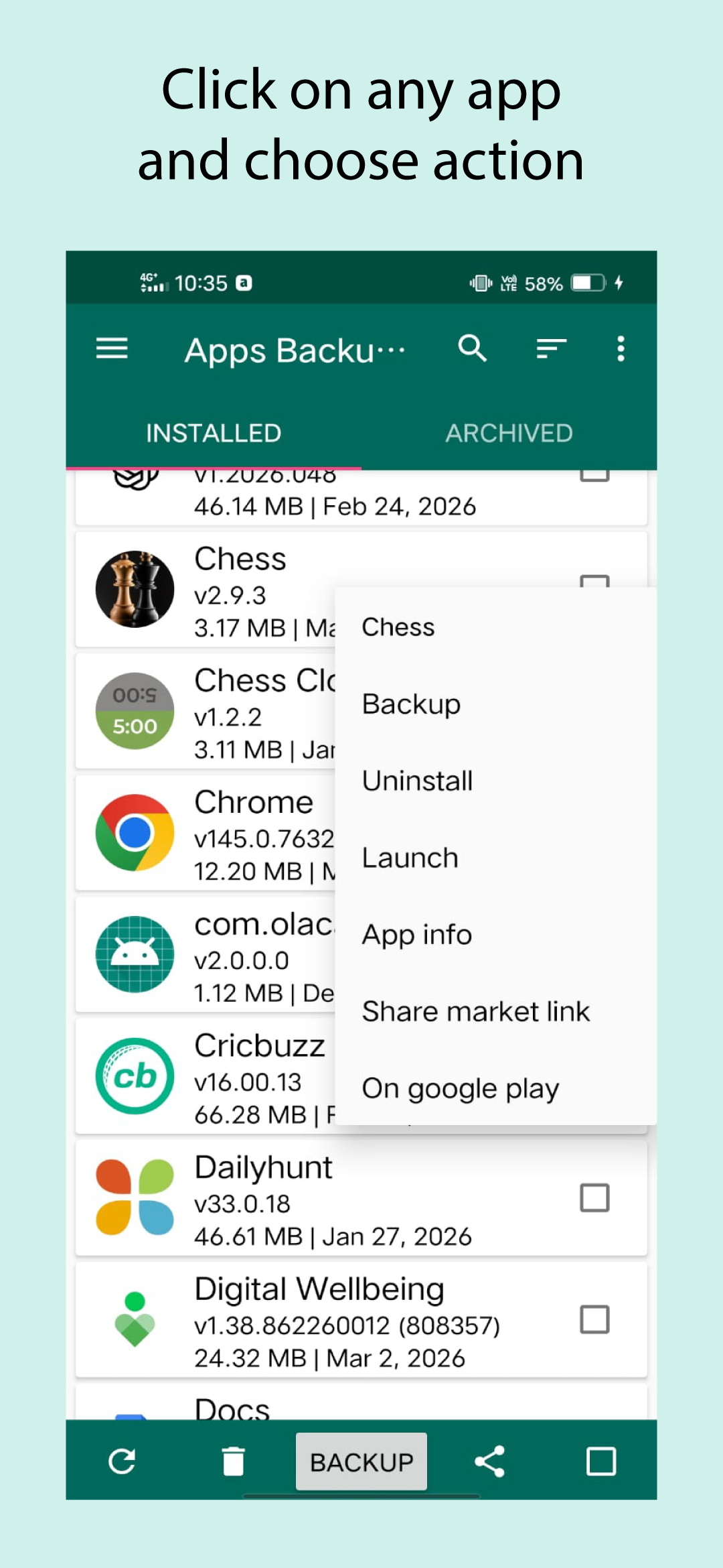 اسکرین شات 7 برنامه Apps Backup and Restore
