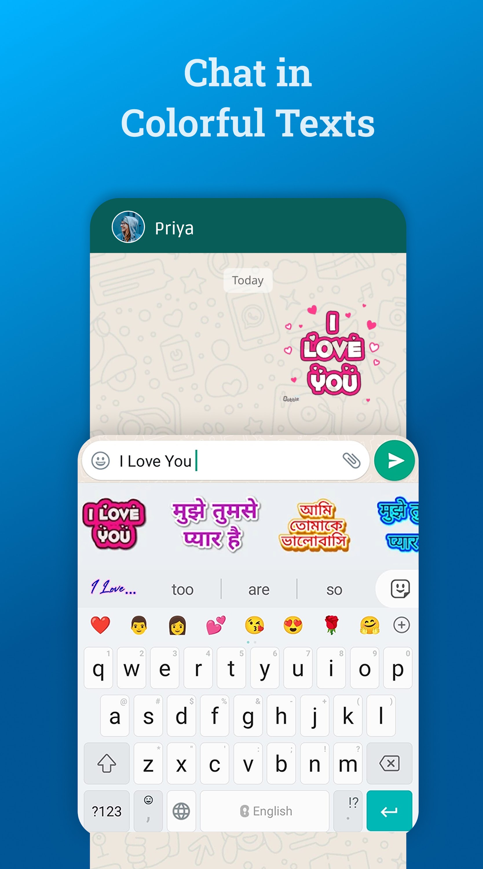 اسکرین شات 4 برنامه Bobble AI Keyboard Memes, Gifs
