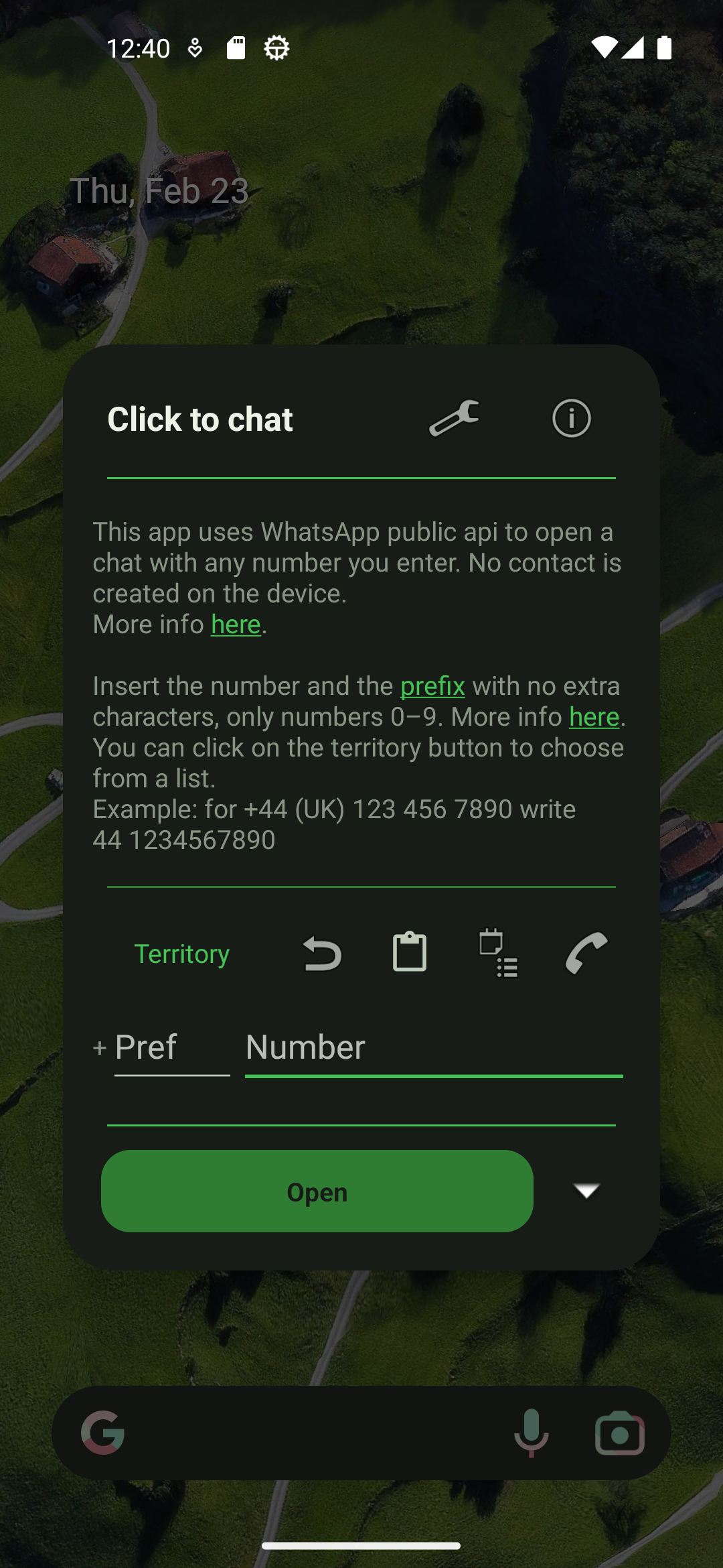 اسکرین شات 1 برنامه Click to chat