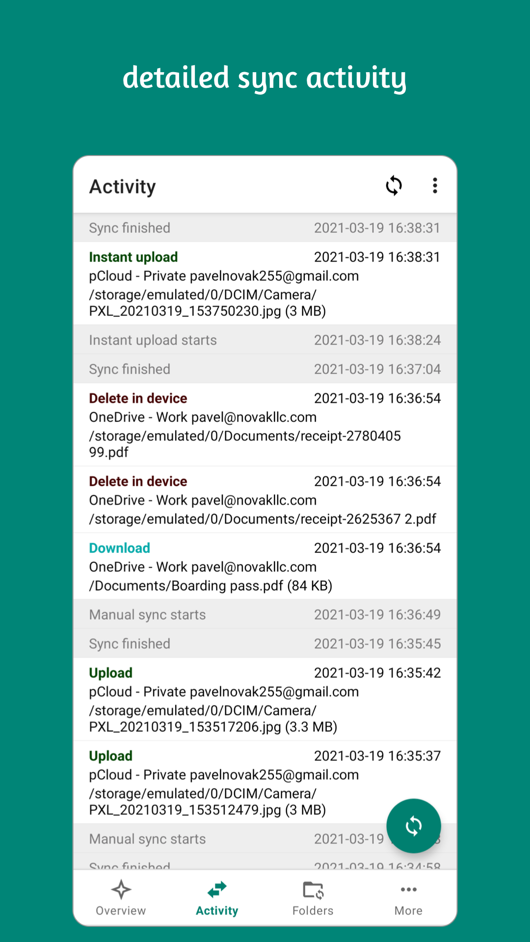 اسکرین شات 8 برنامه Autosync - File Sync & Backup