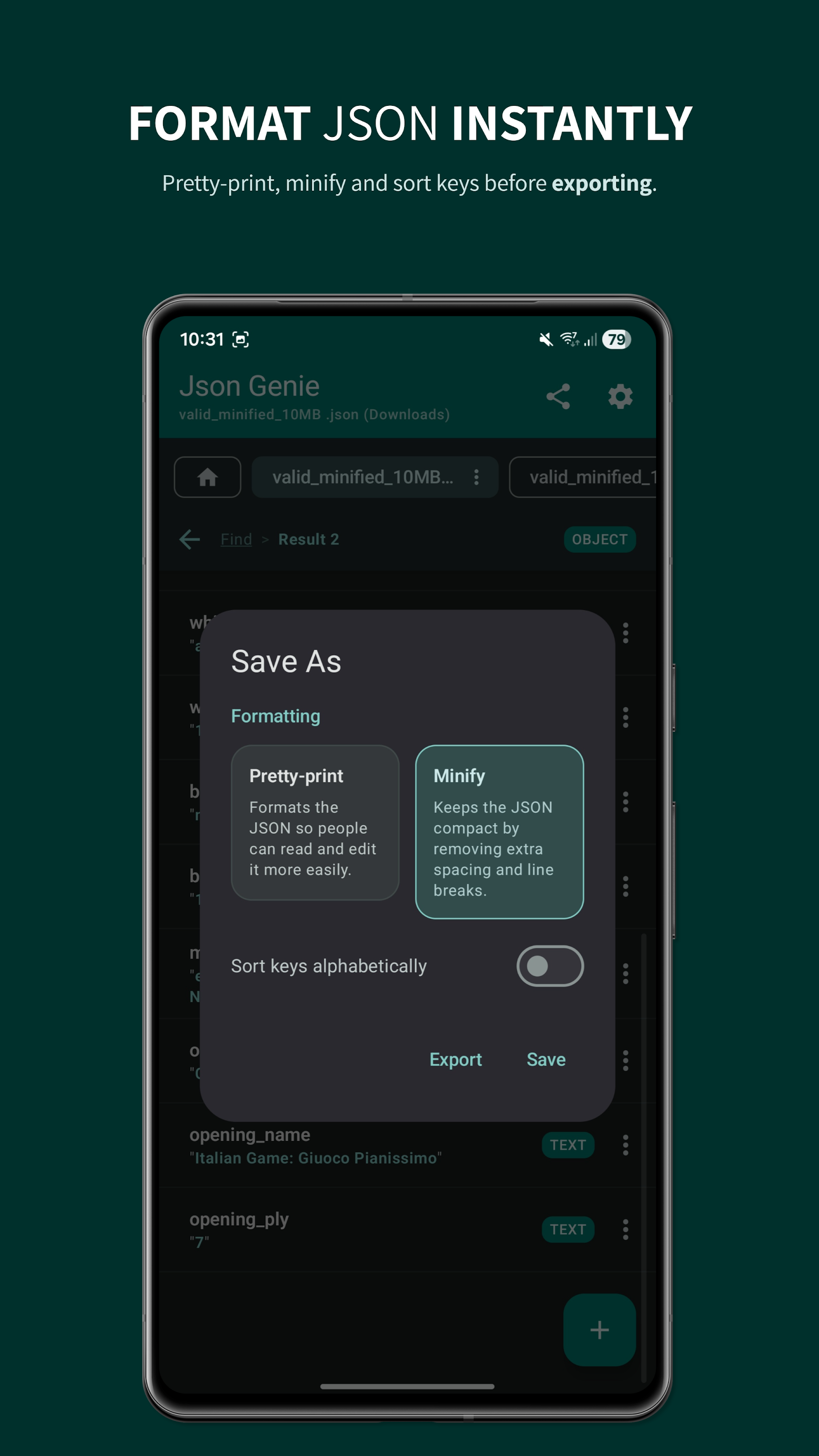 اسکرین شات 5 برنامه Json Genie: JSON Viewer/Editor