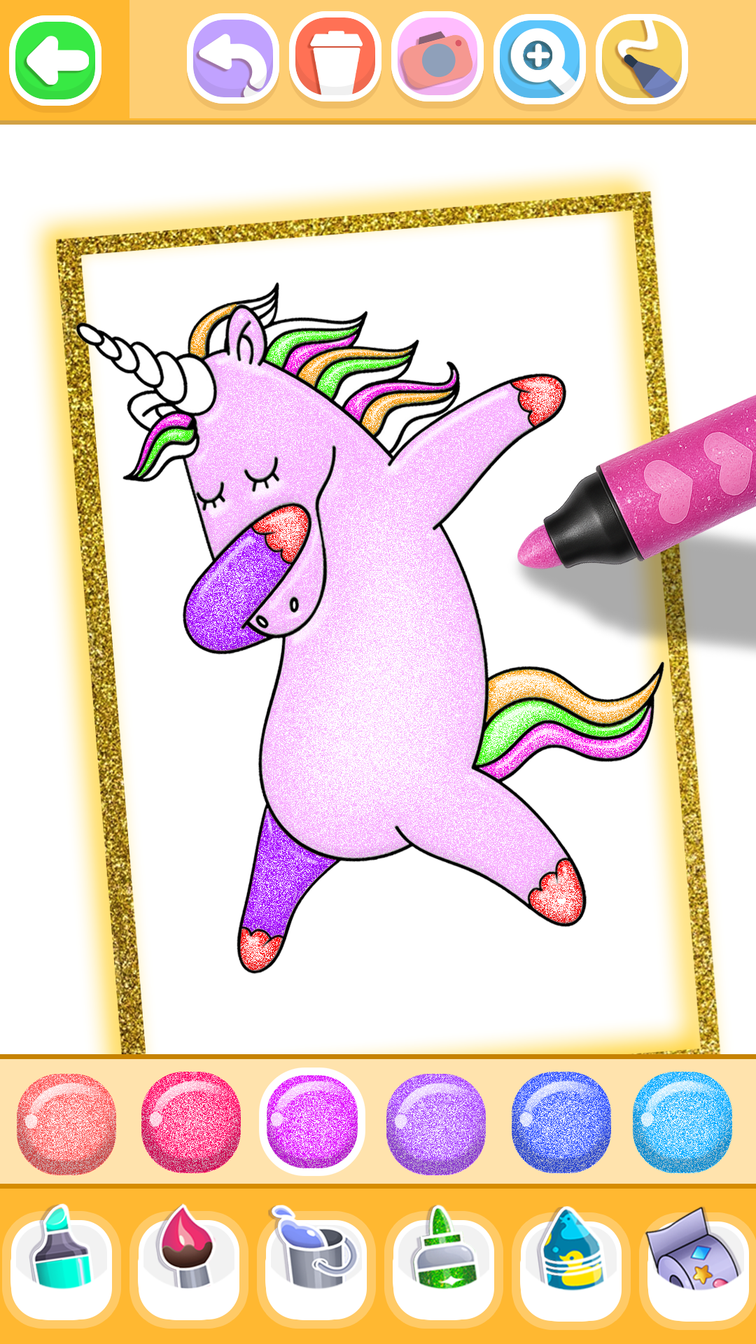 اسکرین شات 6 برنامه Unicorn Coloring Glitter Color