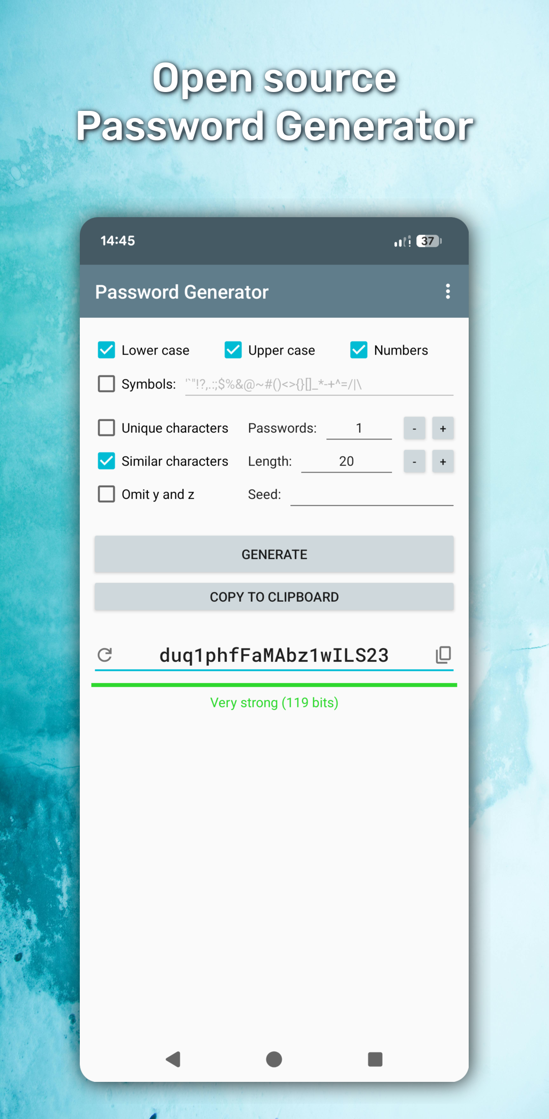 اسکرین شات 1 برنامه Password Generator