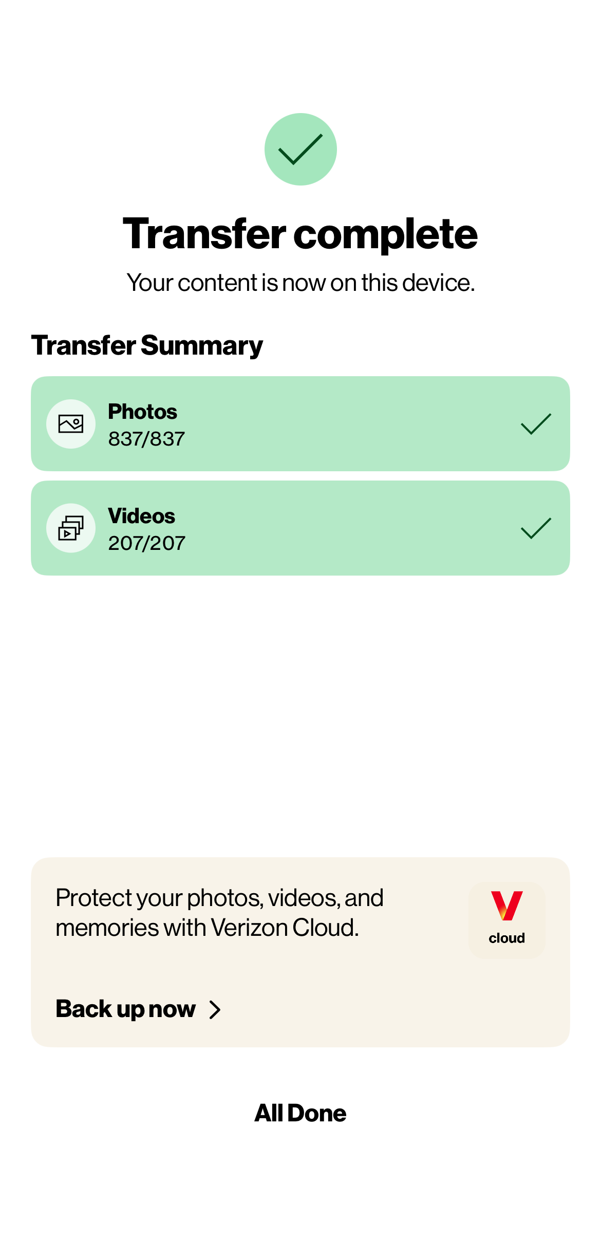 اسکرین شات 5 برنامه Verizon Content Transfer
