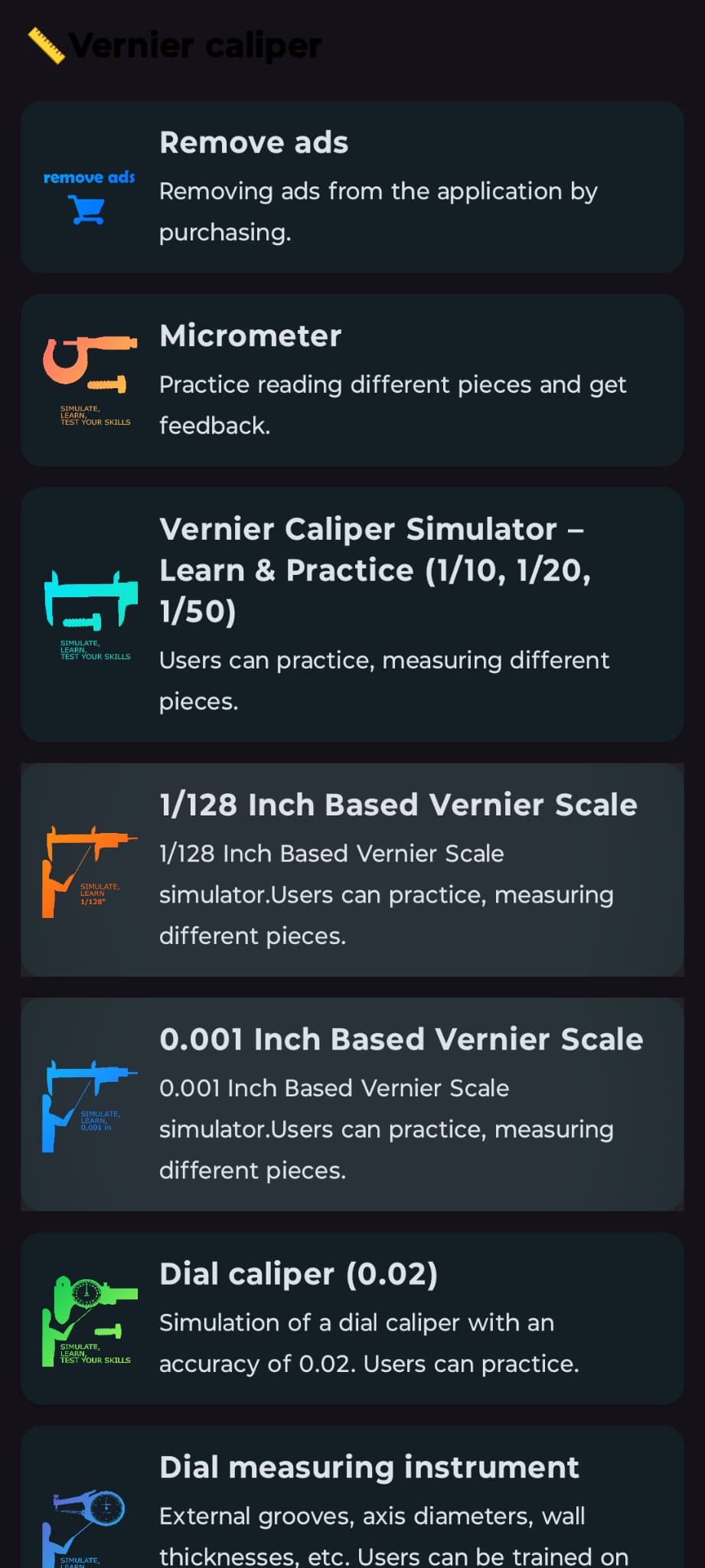 اسکرین شات 1 برنامه Vernier Caliper