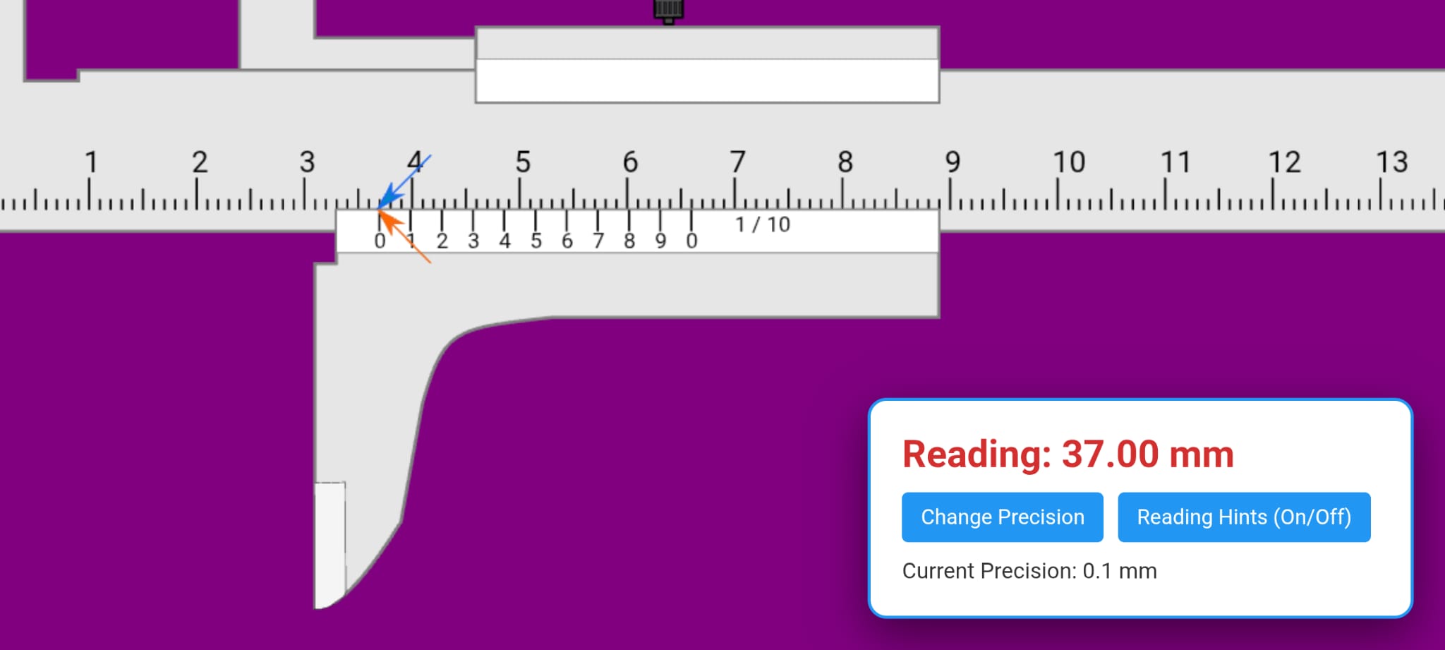 اسکرین شات 3 برنامه Vernier Caliper