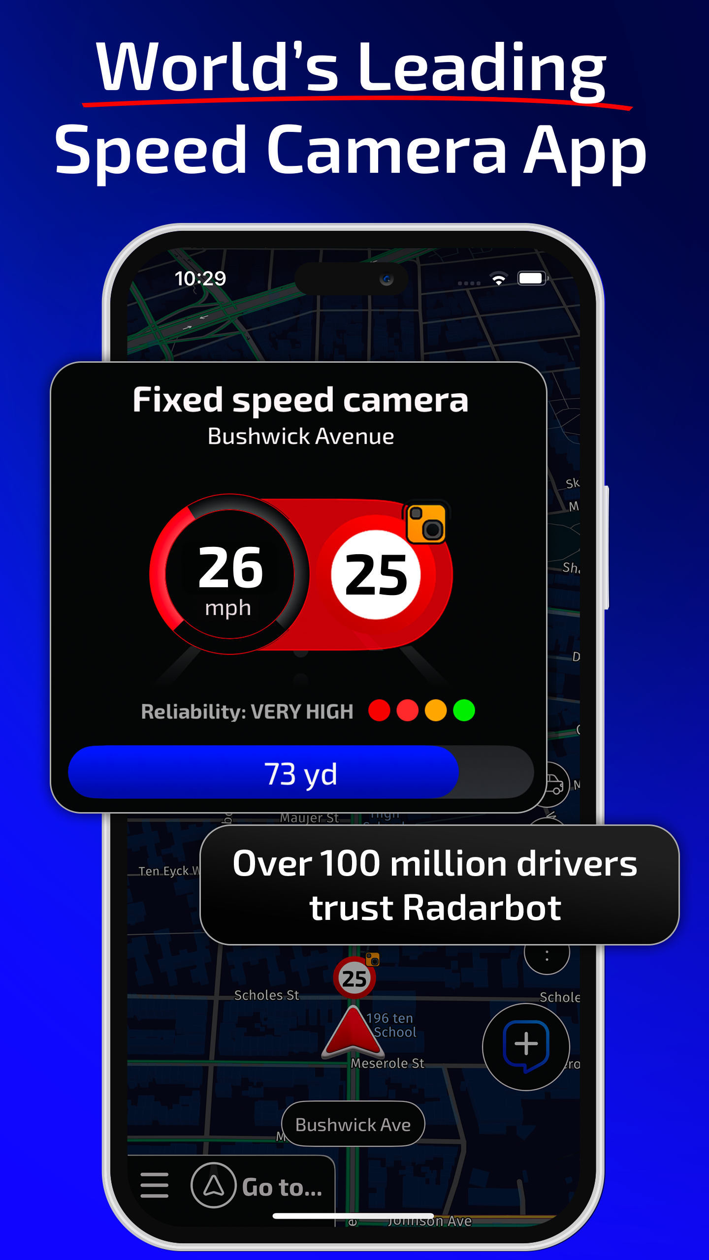 اسکرین شات 1 برنامه Radarbot: Radar Detector, GPS