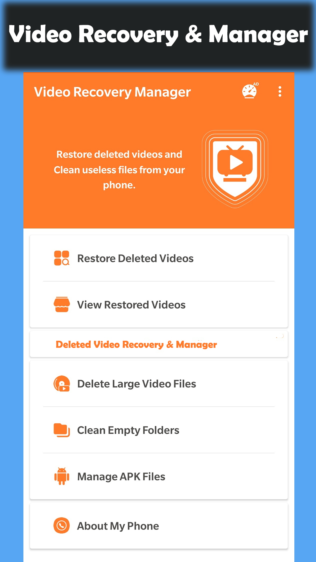 اسکرین شات 1 برنامه Deleted Video Recovery