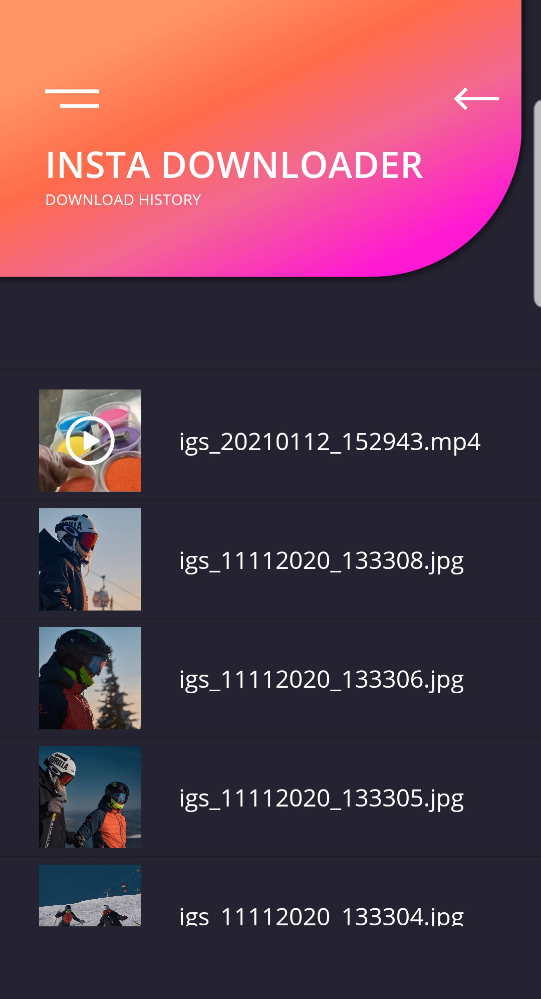 اسکرین شات 1 برنامه Insta Downloader: video & phot