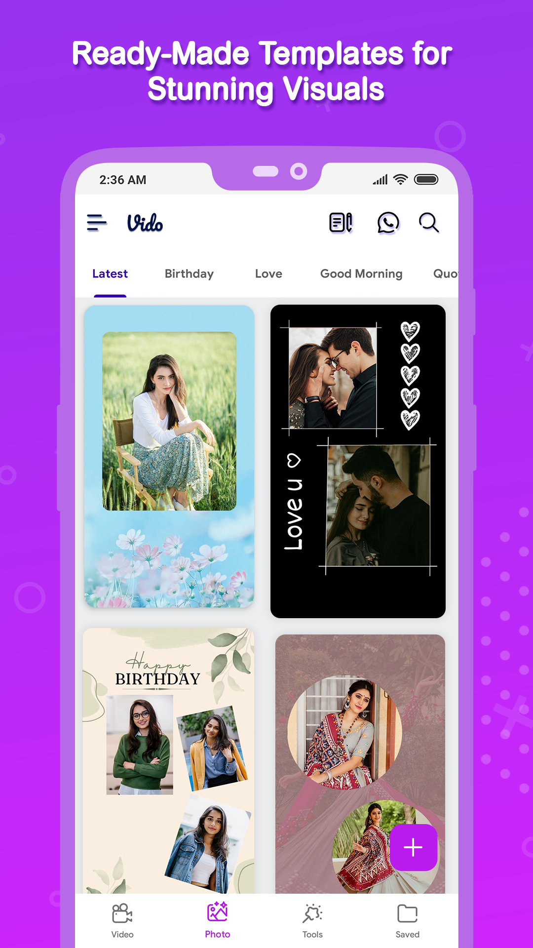 اسکرین شات 2 برنامه Vido : Video Status Maker