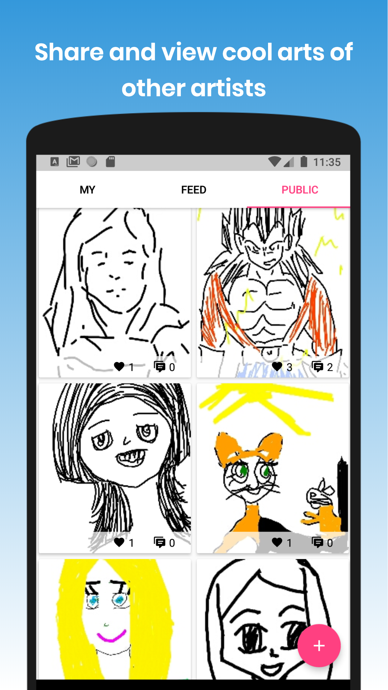 اسکرین شات 1 برنامه Whiteboard: Art Social Network