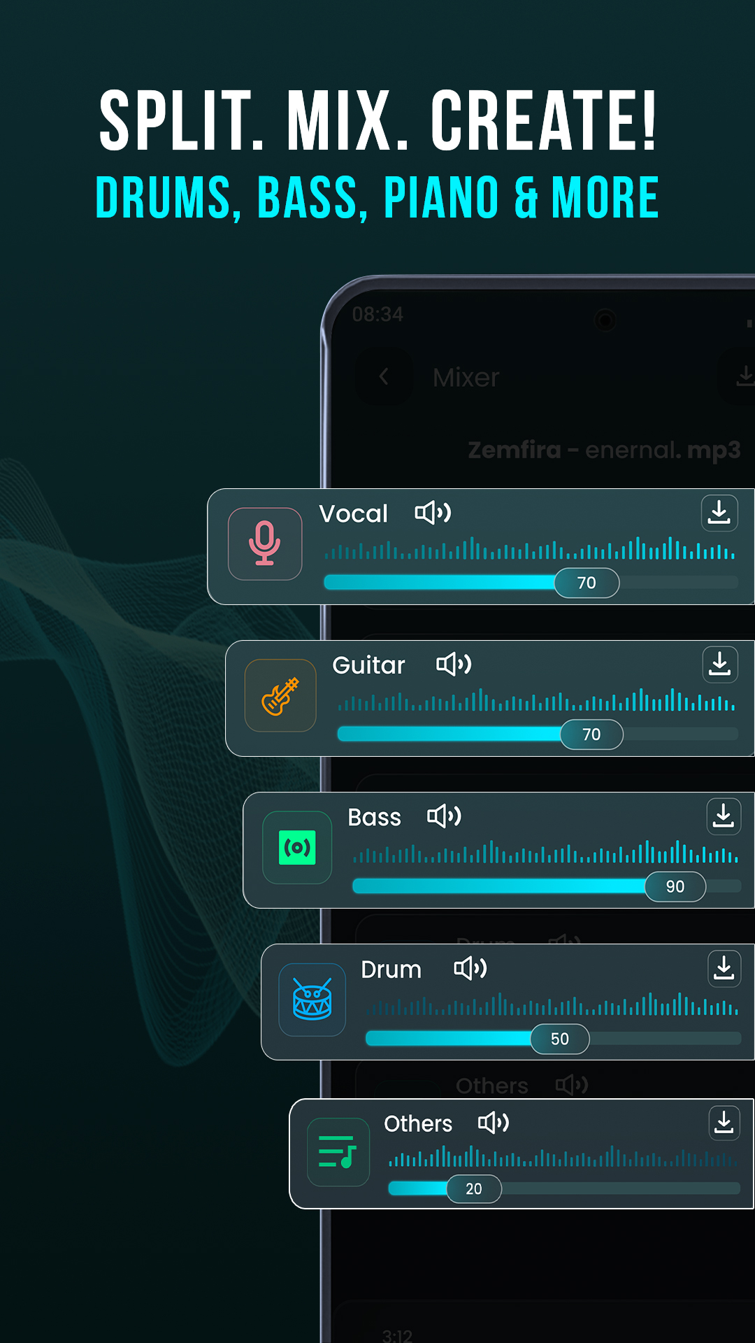 اسکرین شات 5 برنامه AI Vocal Remover - unMix