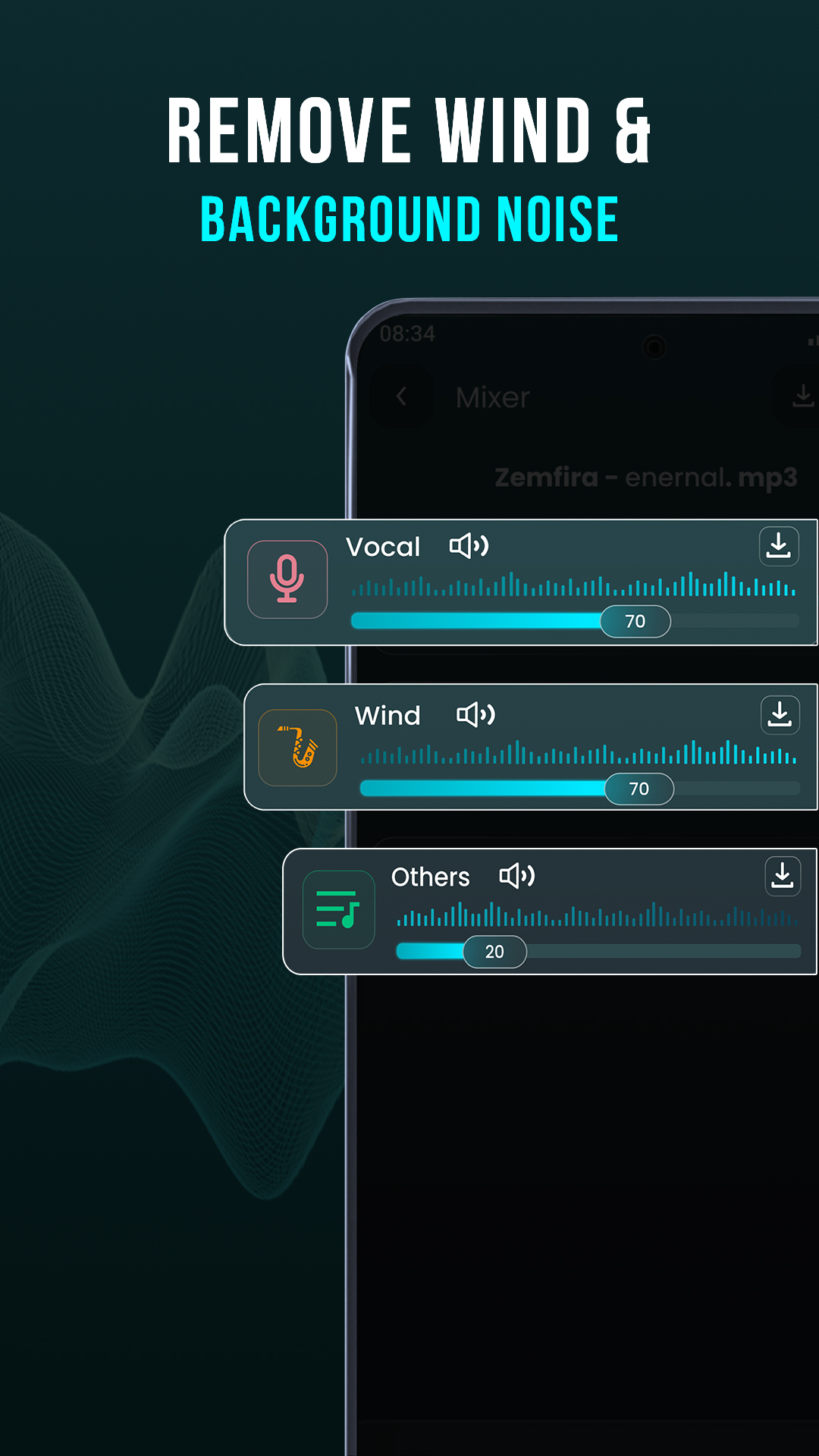 اسکرین شات 6 برنامه AI Vocal Remover - unMix