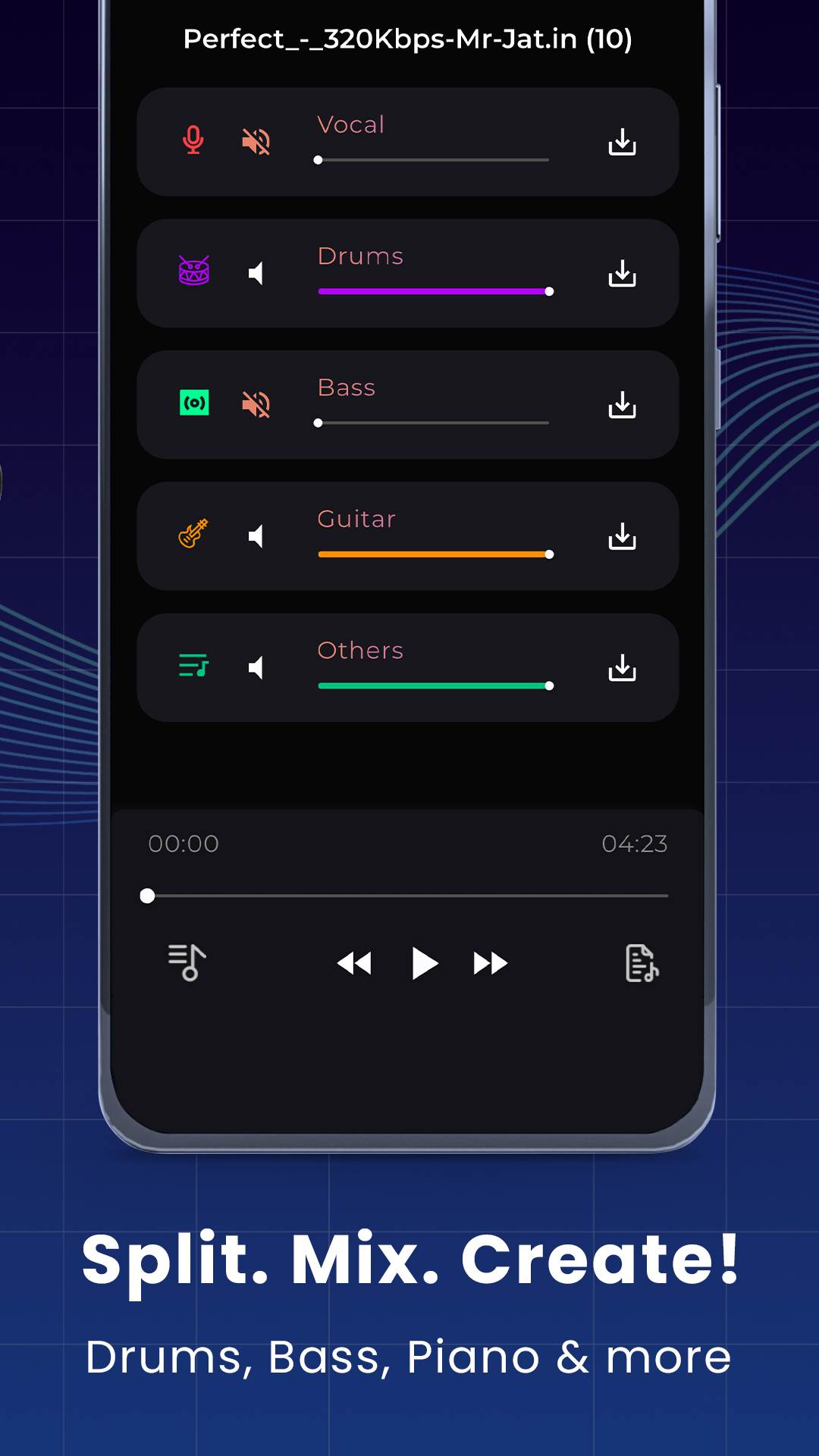 اسکرین شات 4 برنامه unMix - AI Vocal Remover