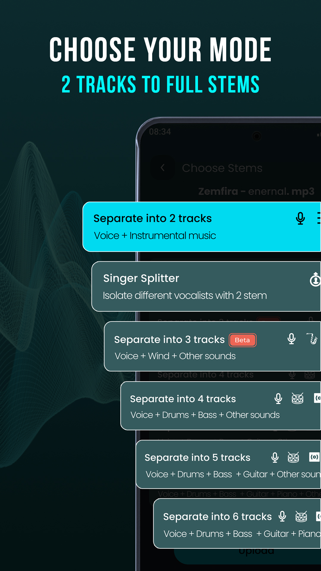 اسکرین شات 2 برنامه AI Vocal Remover - unMix