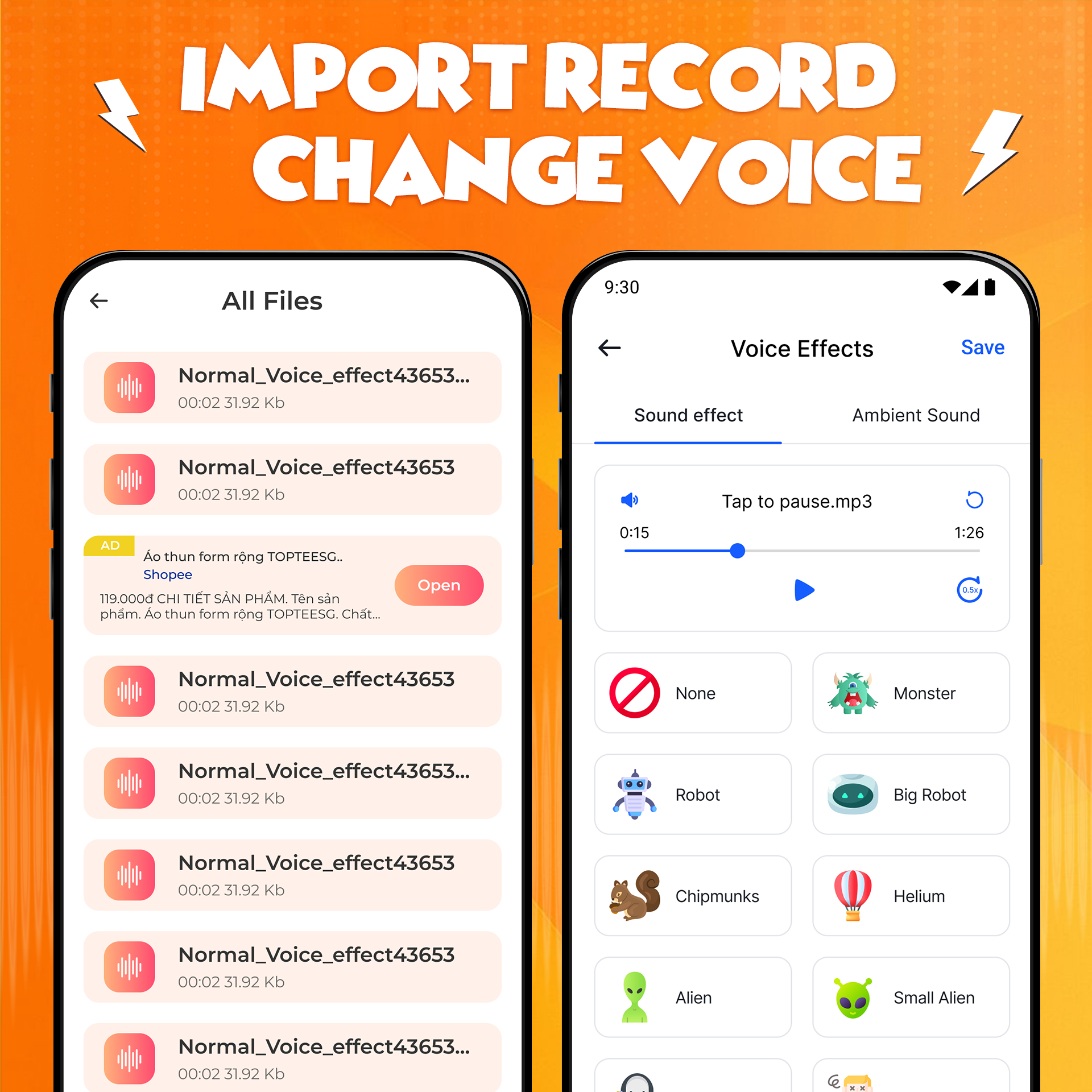 اسکرین شات 5 برنامه Voice Changer & Sound Effects