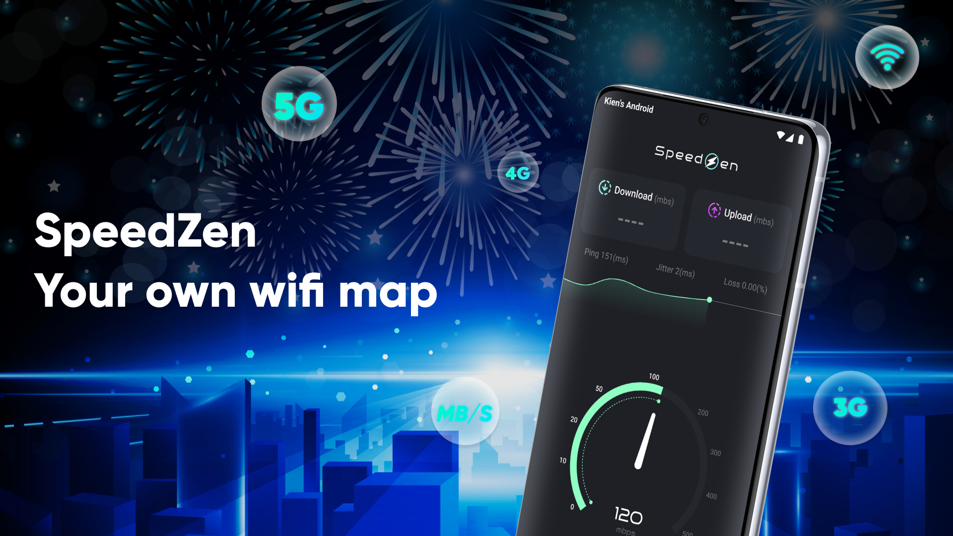 اسکرین شات 1 برنامه Speed Test 5G, Wifi - SpeedZen