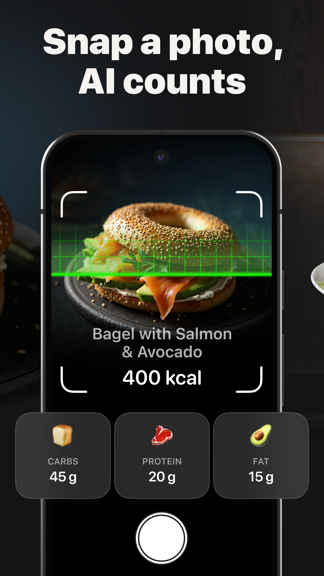 اسکرین شات 2 برنامه Calz: Calorie Counter AI