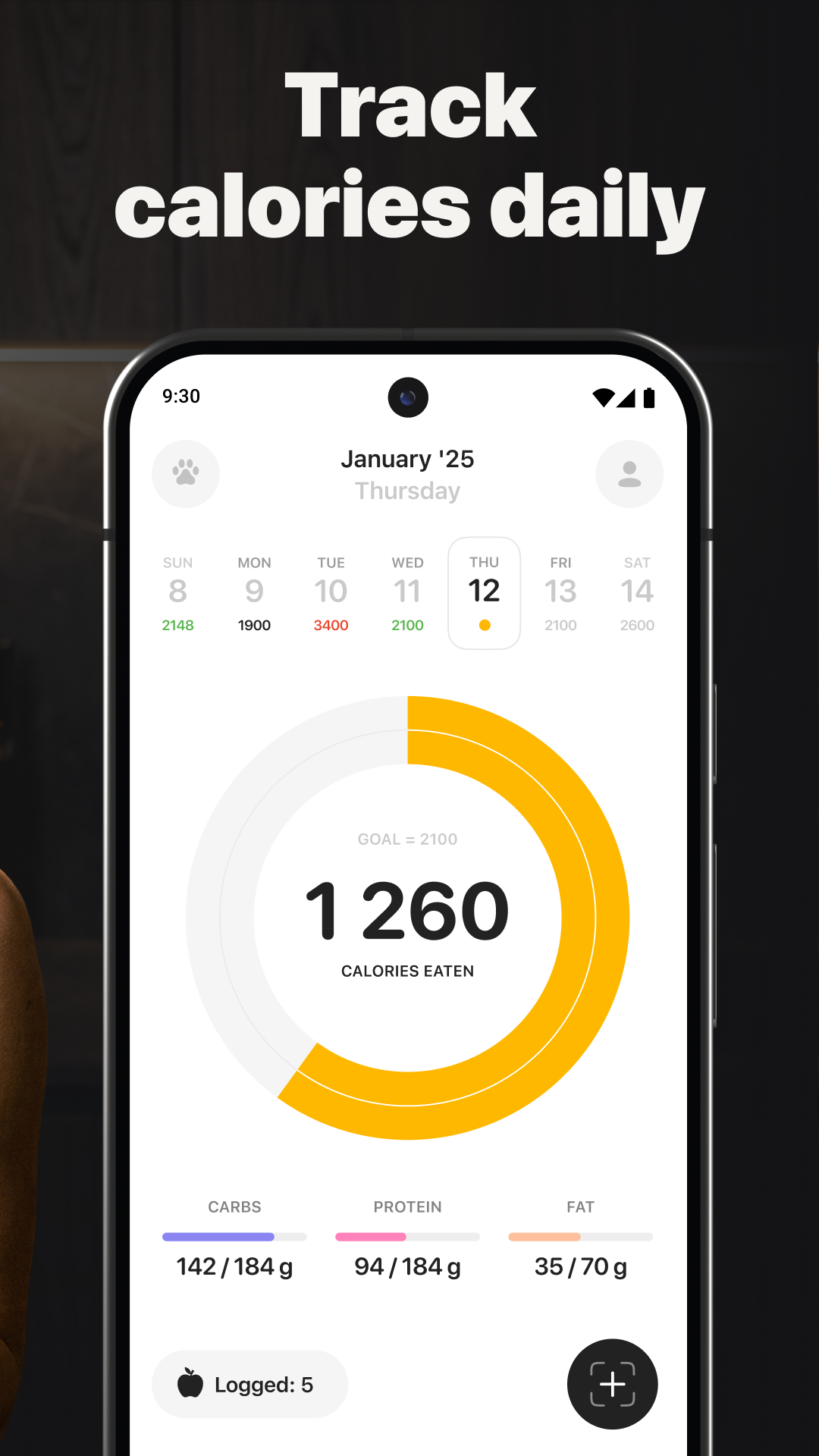 اسکرین شات 3 برنامه Calz: Calorie Counter AI