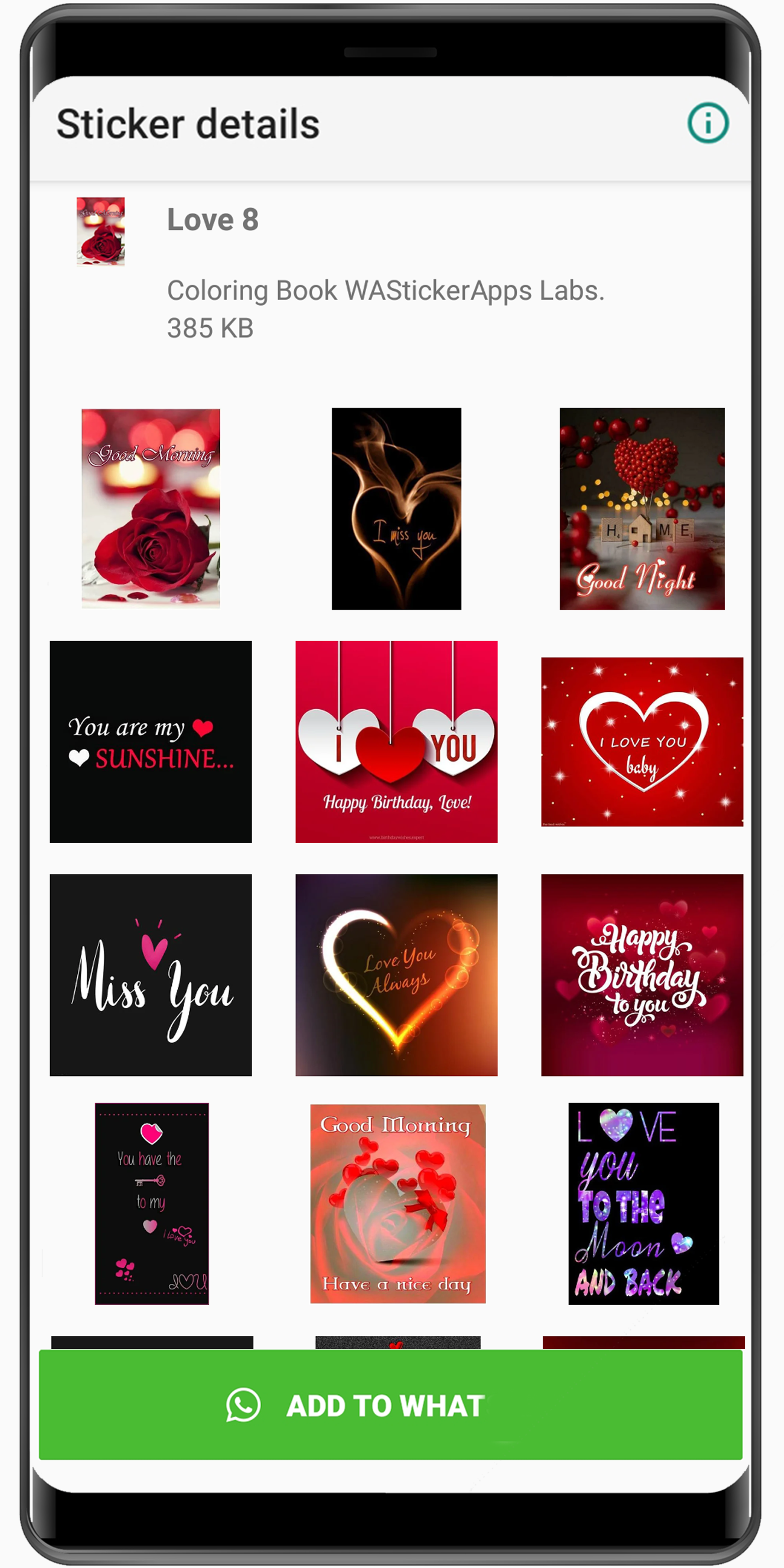 اسکرین شات 7 برنامه WASticker - Cute Love Stickers