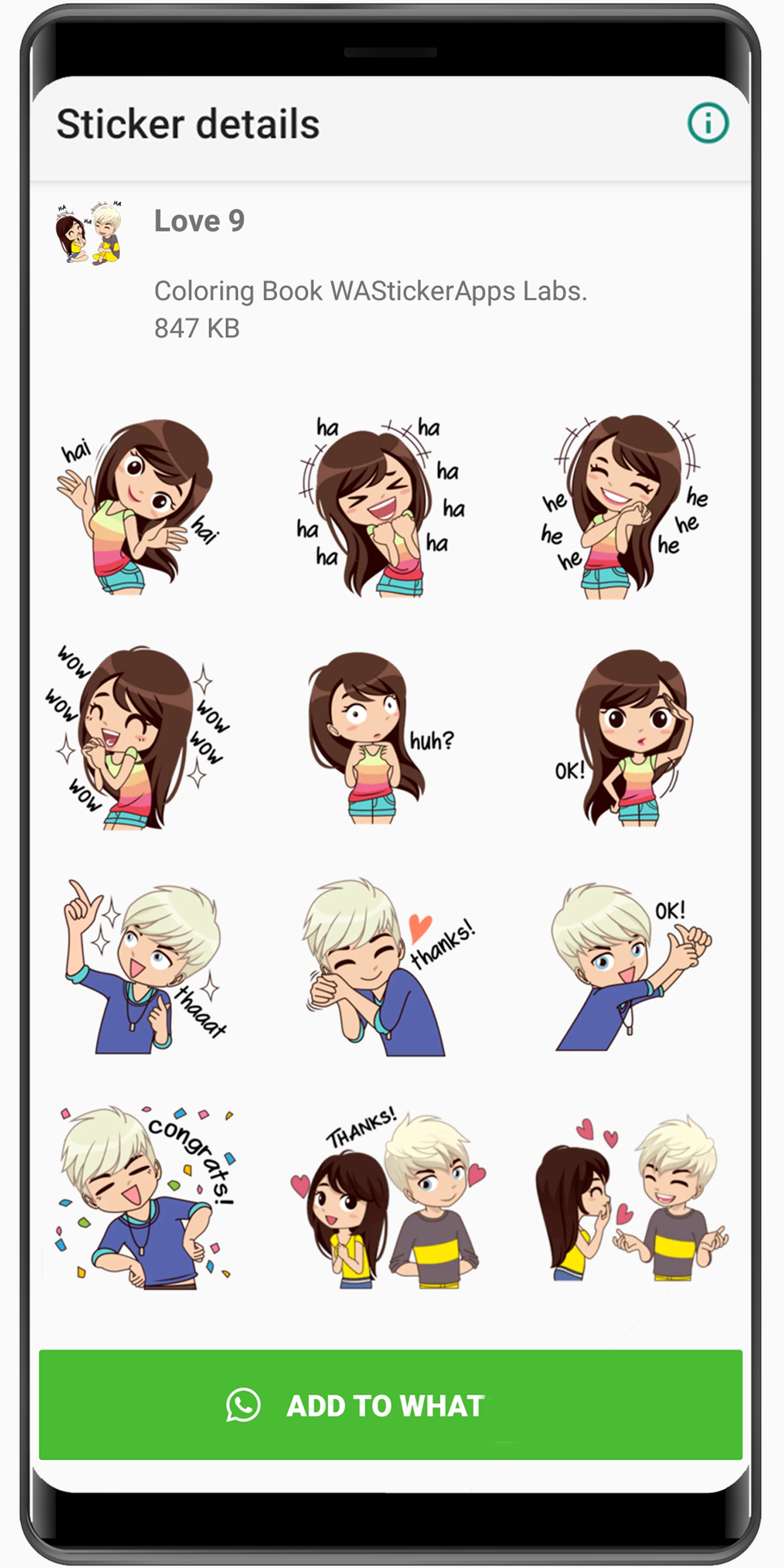 اسکرین شات 8 برنامه WASticker - Cute Love Stickers