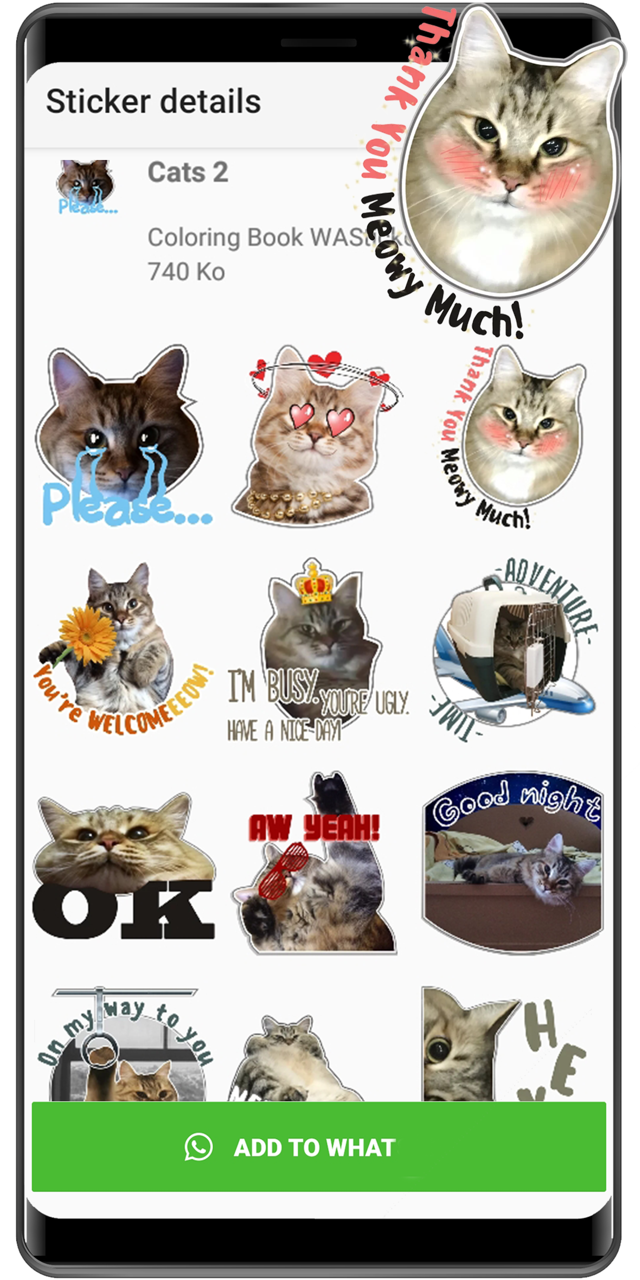 اسکرین شات 6 برنامه WASticker - Cat Stickers