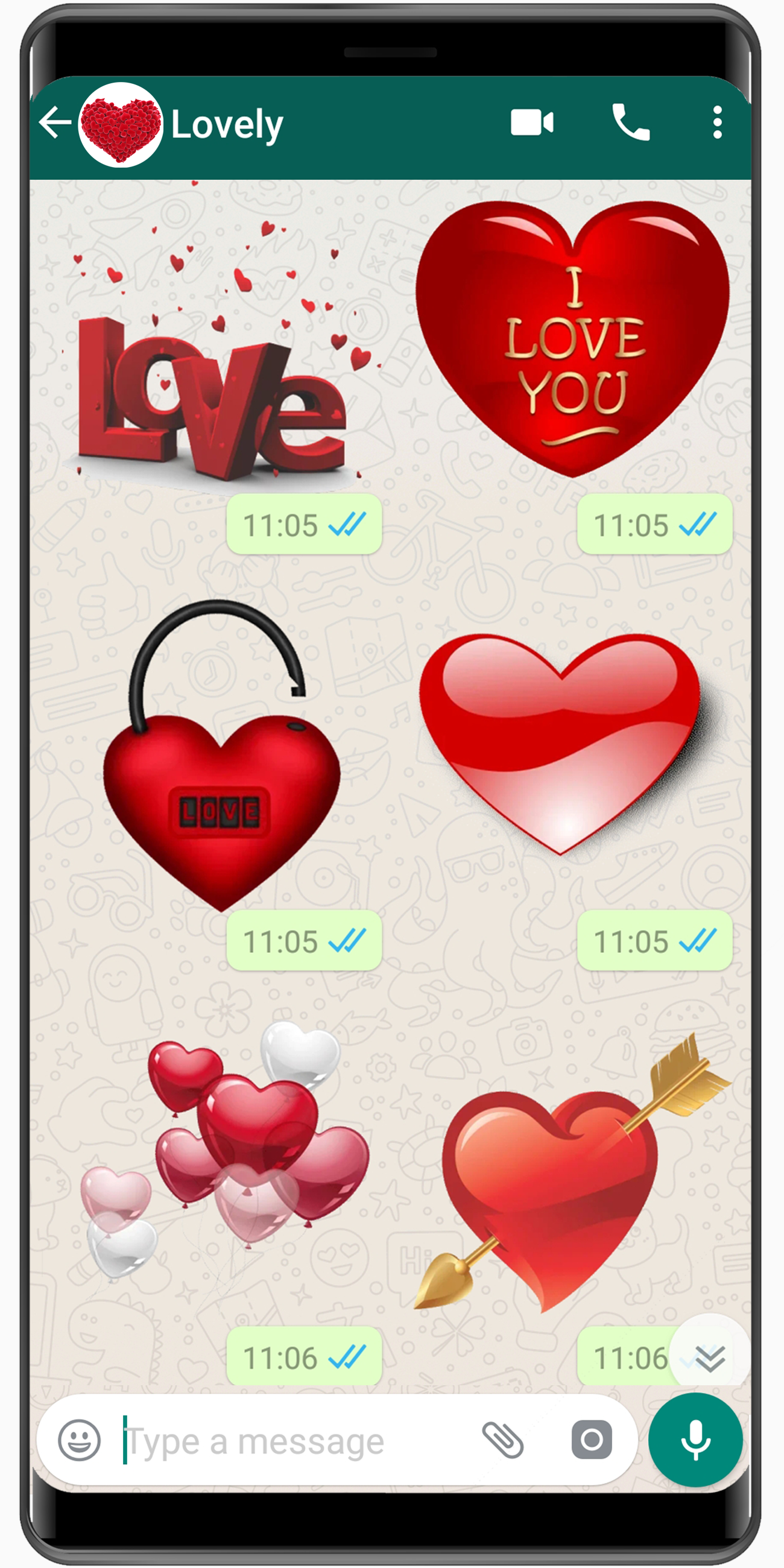 اسکرین شات 1 برنامه WASticker - Love Stickers
