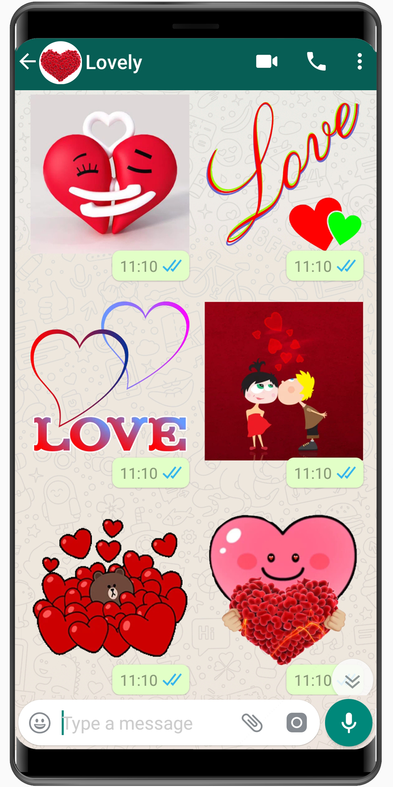 اسکرین شات 3 برنامه WASticker - Love Stickers