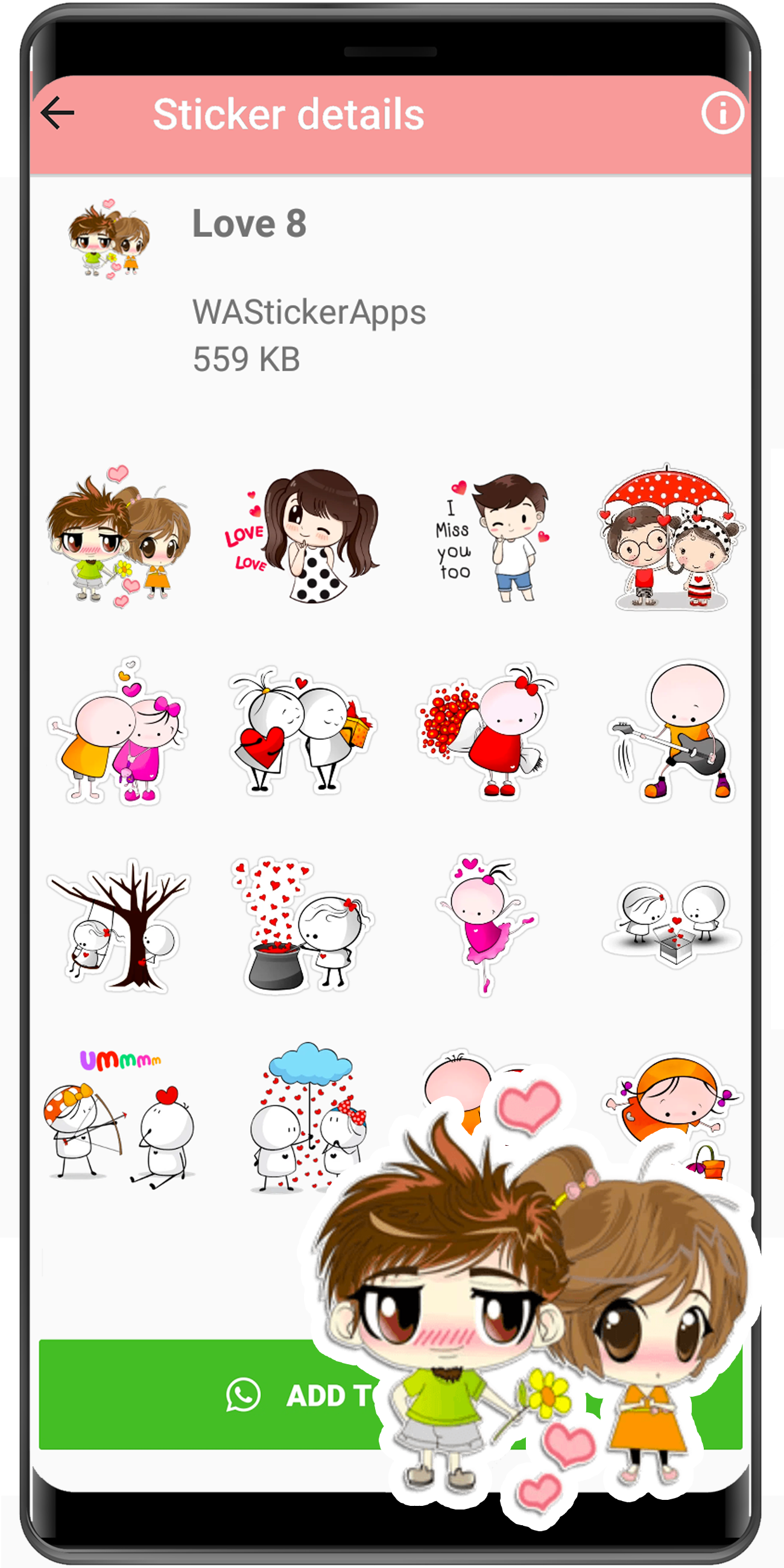 اسکرین شات 8 برنامه WASticker love stickers