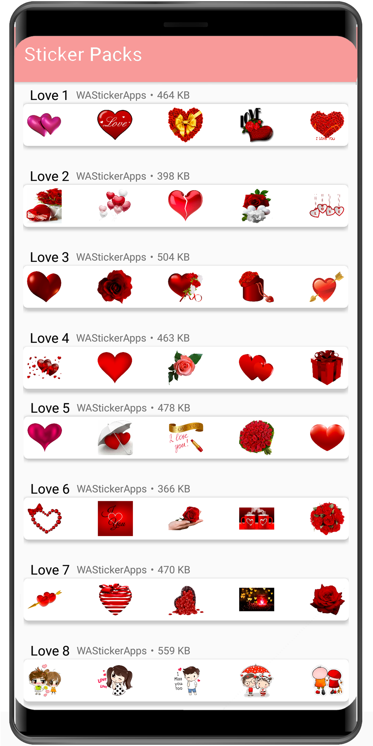 اسکرین شات 3 برنامه WASticker love stickers