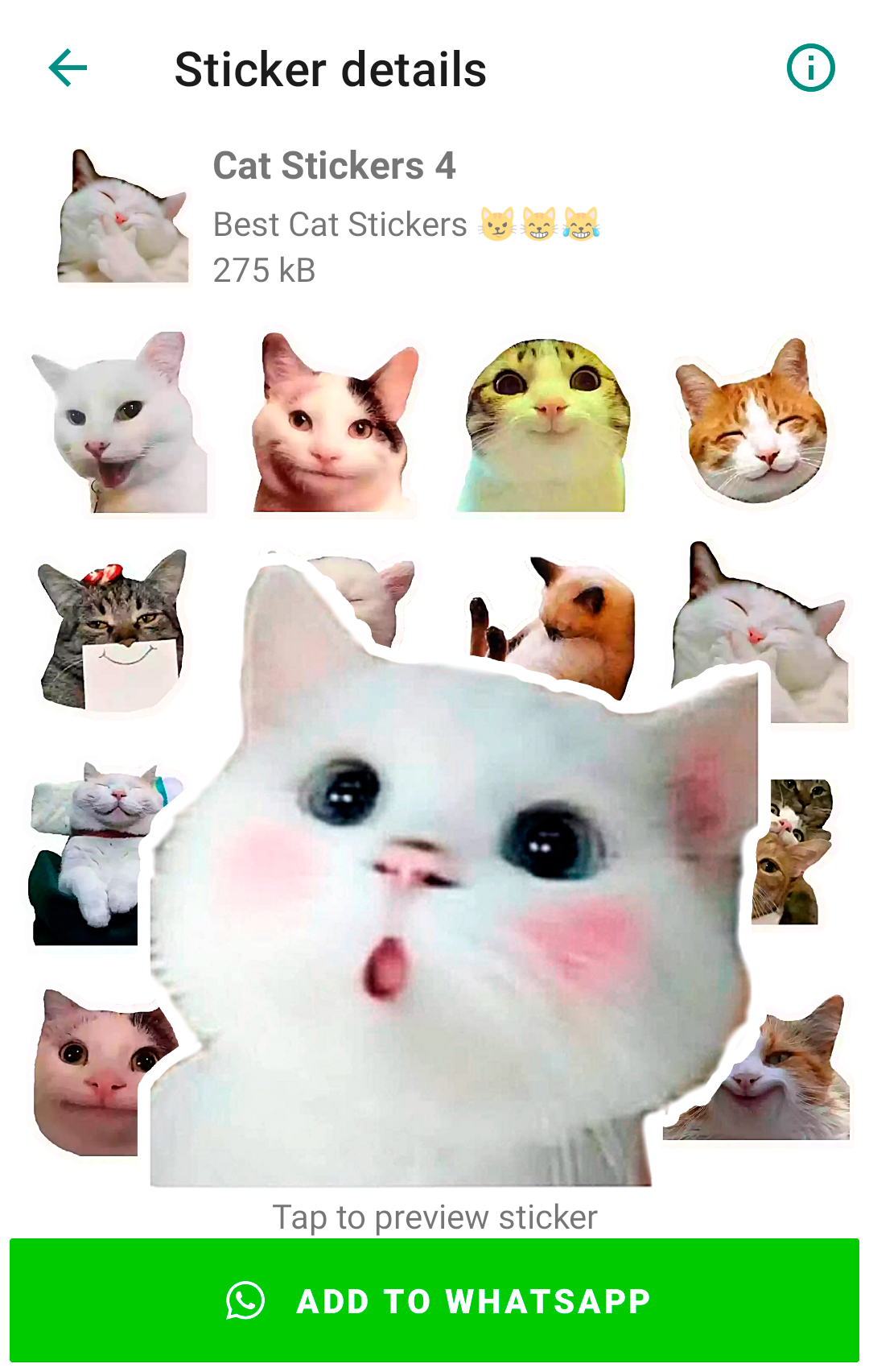 اسکرین شات 4 برنامه Cute Cat Stickers for WhatsApp