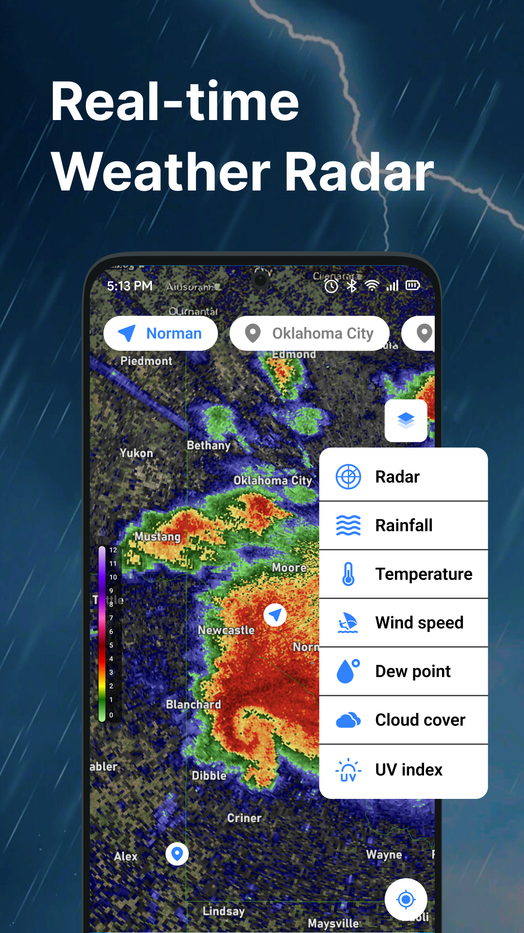 اسکرین شات 2 برنامه Weather Radar & Weather Live
