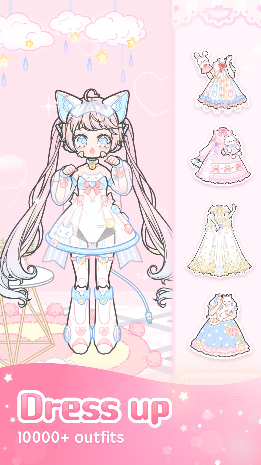 اسکرین شات 1 برنامه Pinky Girl: Dress up & Make Friends