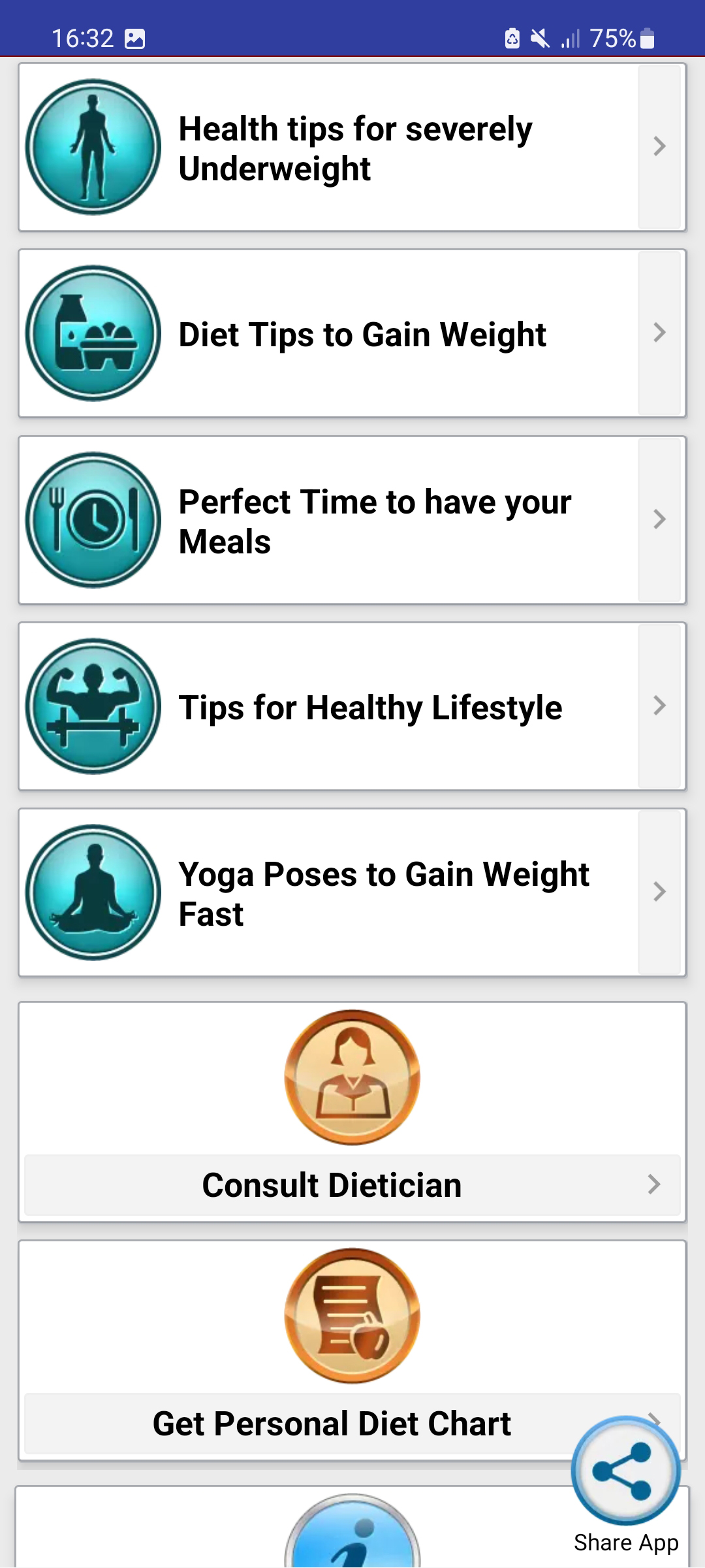 اسکرین شات 2 برنامه Weight Gain Diet Plan & Foods