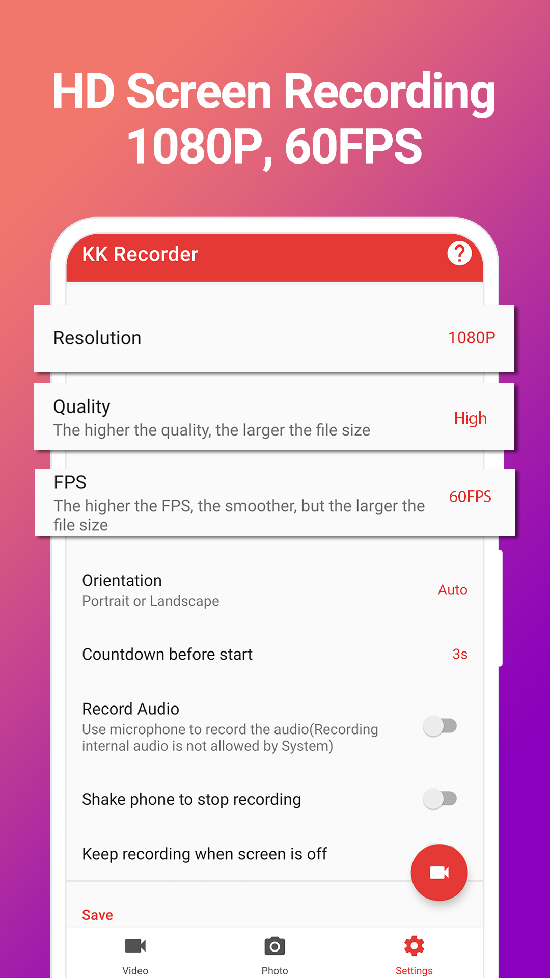 اسکرین شات 3 برنامه Screen Recorder - KKRecorder