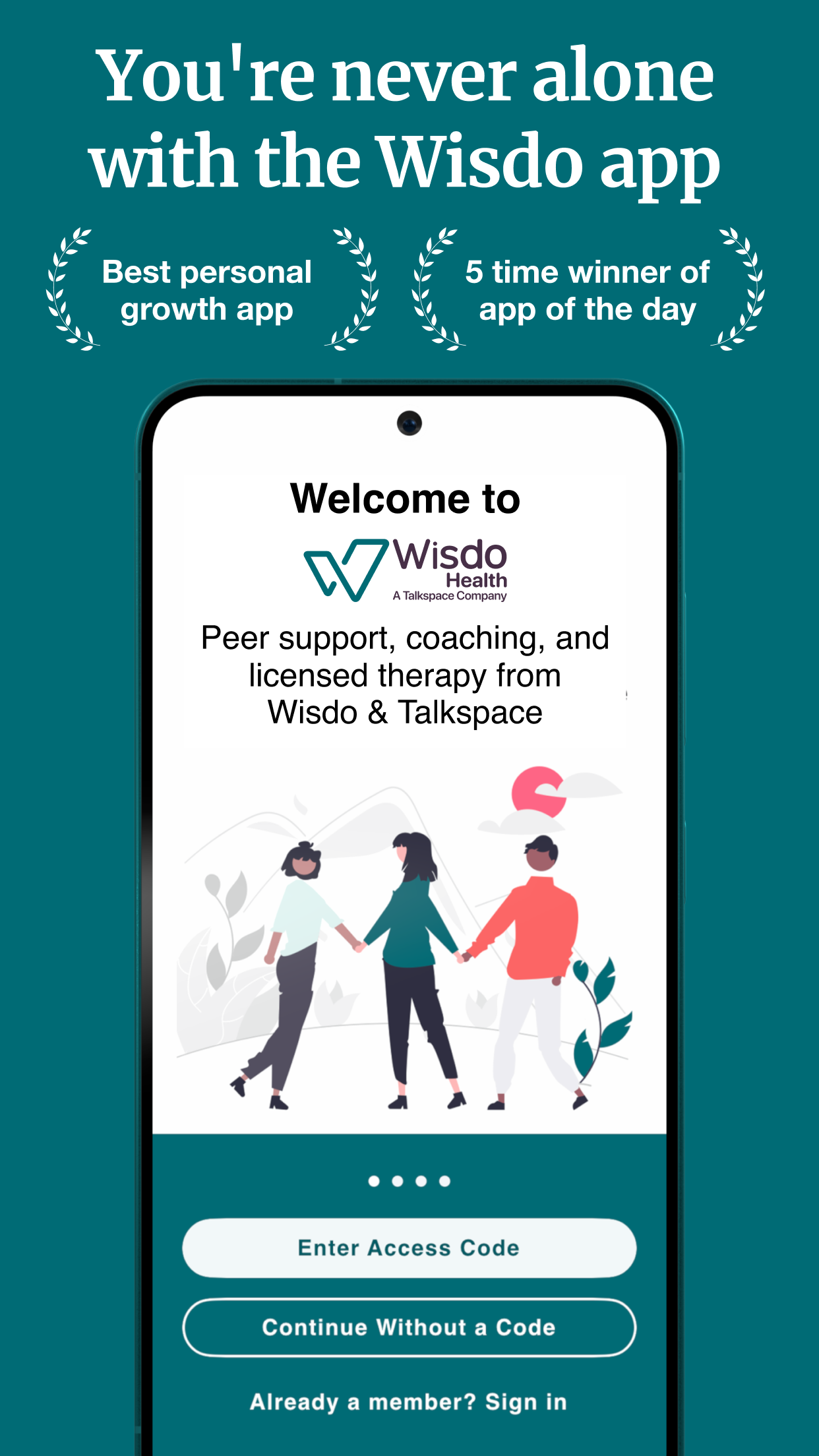 اسکرین شات 1 برنامه Wisdo: Mental Health & Support