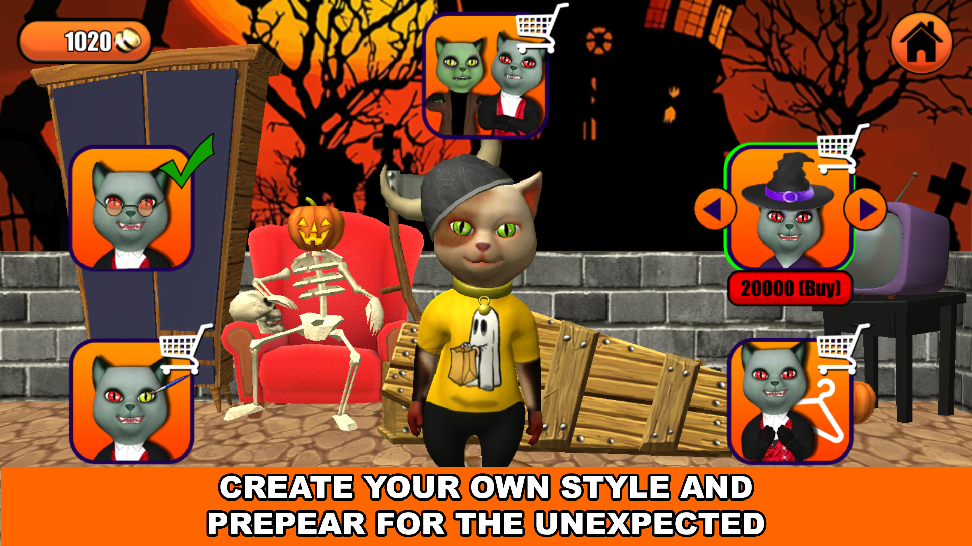 اسکرین شات 6 برنامه Talking Cat Leo Halloween Fun