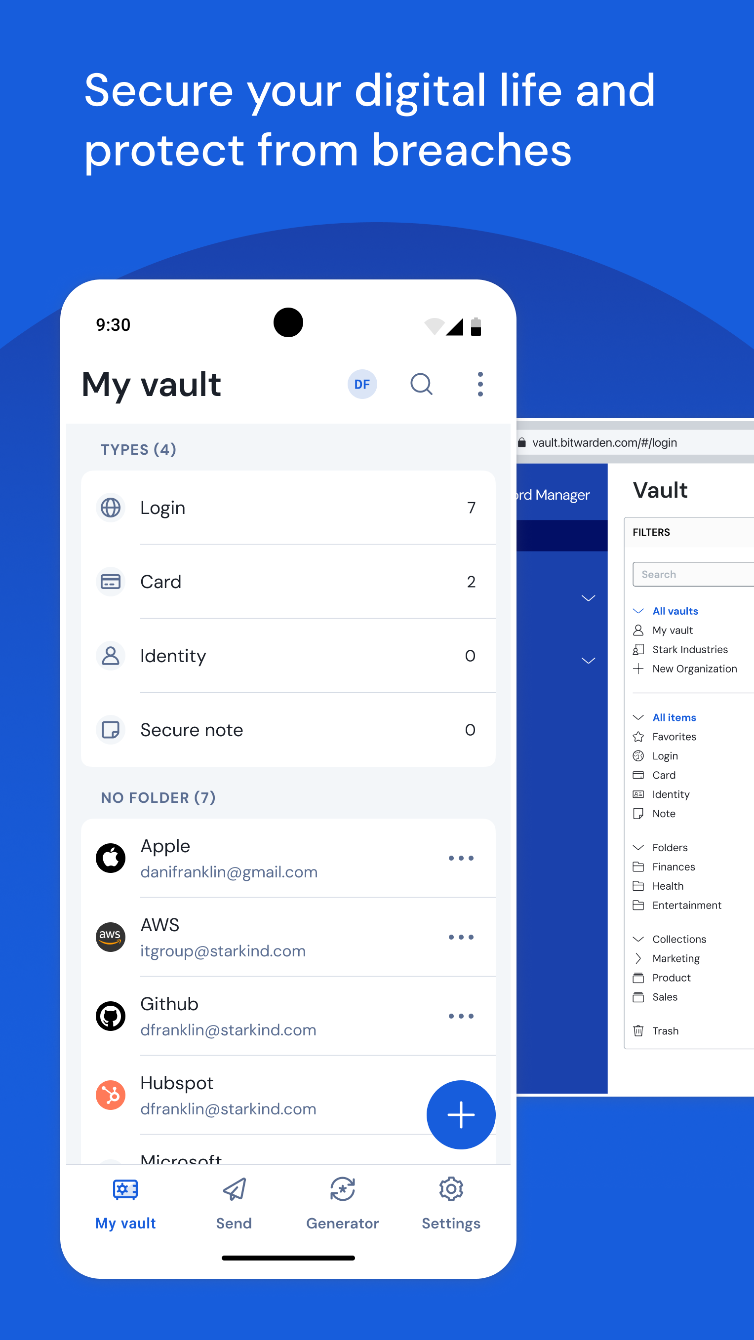 اسکرین شات 1 برنامه Bitwarden Password Manager