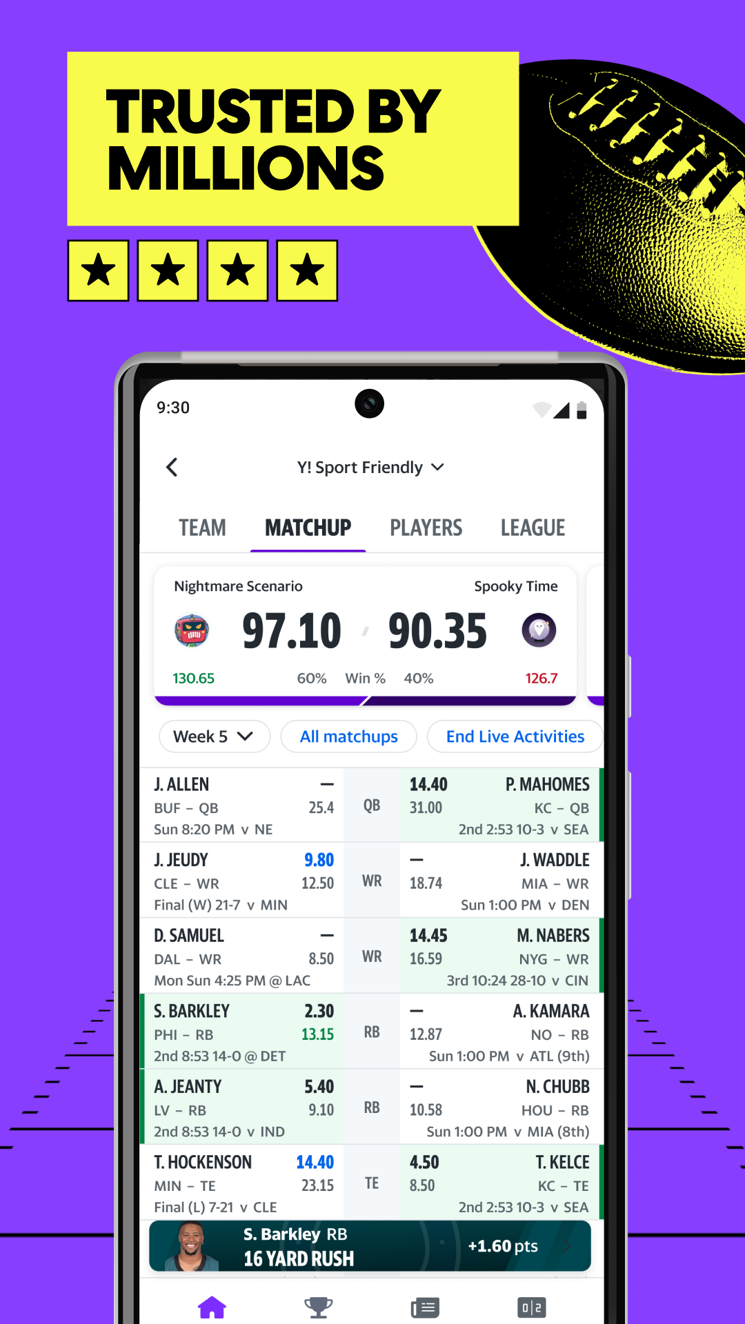 اسکرین شات 4 برنامه Yahoo Fantasy Sports: NBA, MLB